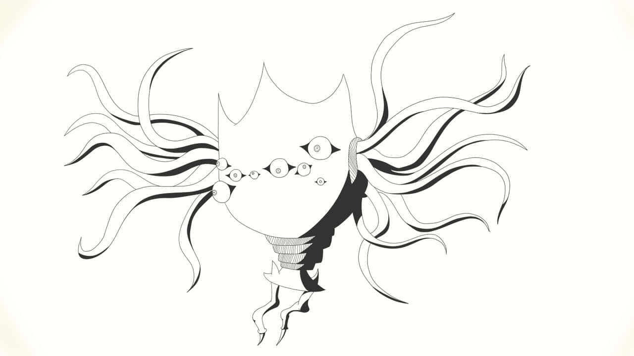 Regieleki, black and white line art, flowing hair, HD Desktop Wallpaper