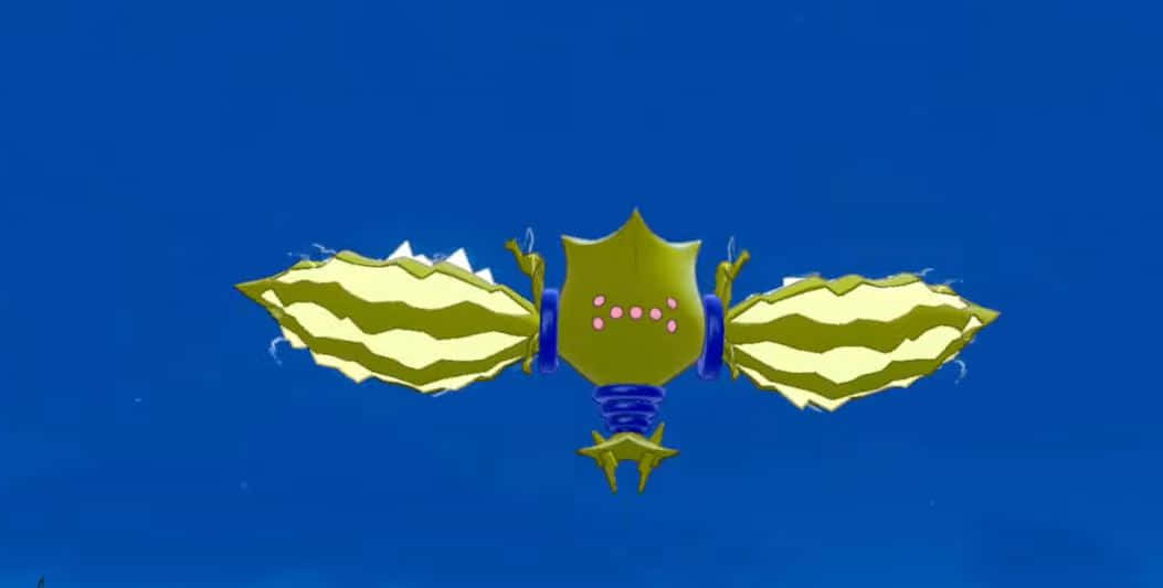Regieleki, blue sky, green bat-like creature, SD Desktop Wallpaper