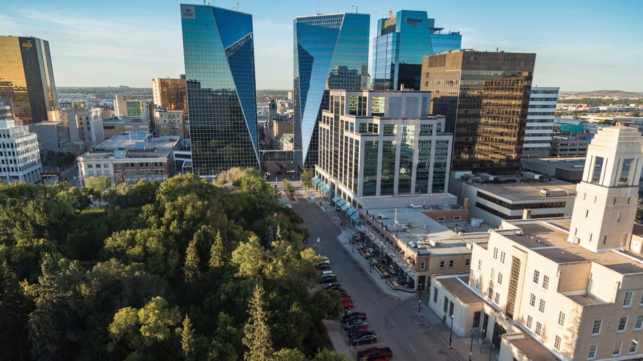 Regina, downtown, aerial view, HD Desktop Wallpaper
