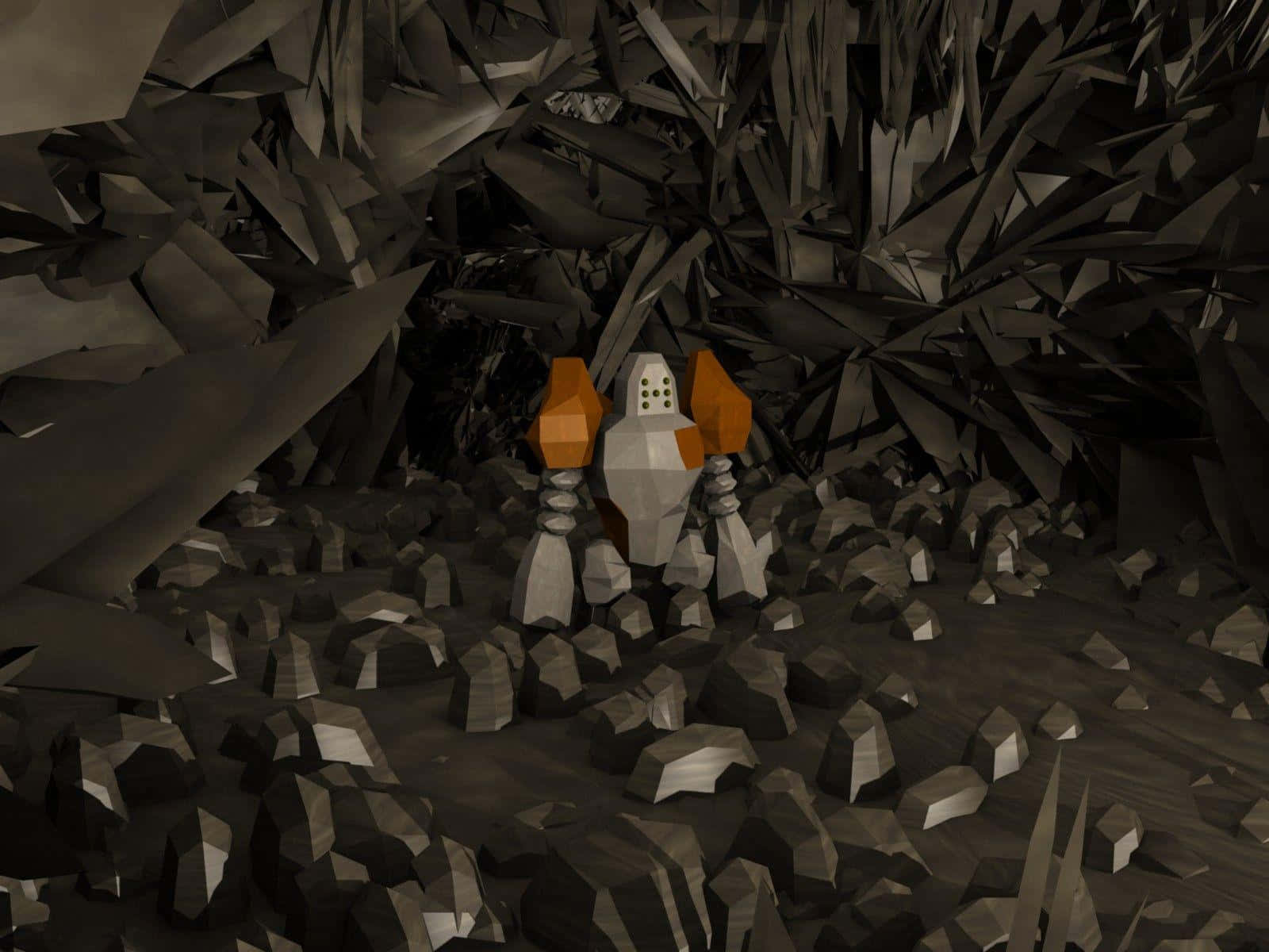 Regirock, crystal cave, low-poly robot, HD Desktop Wallpaper