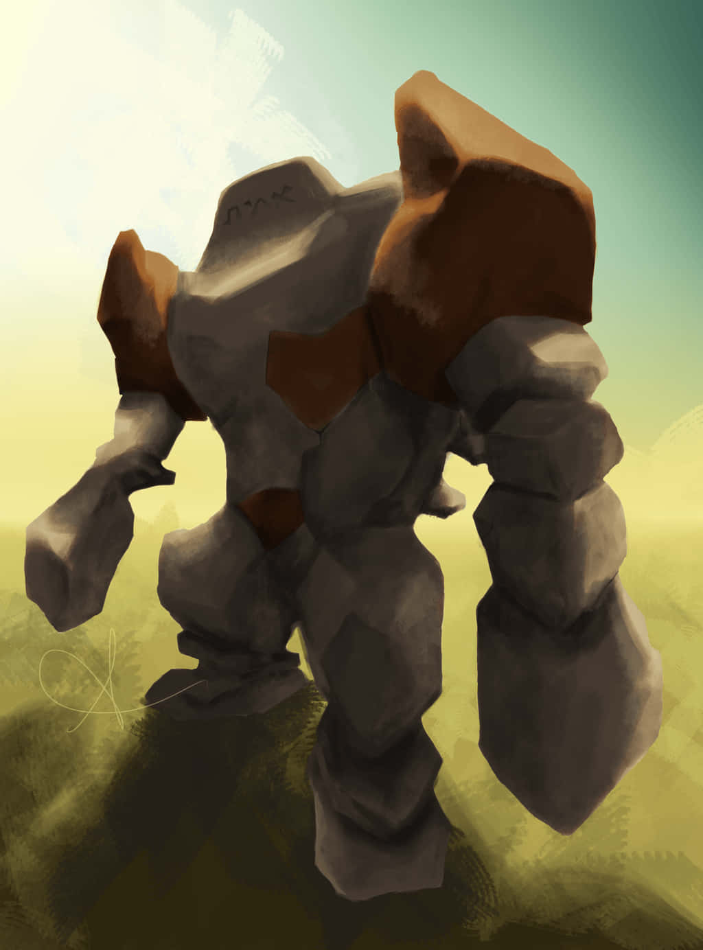 Regirock, brown accents, hazy field, HD Phone Wallpaper