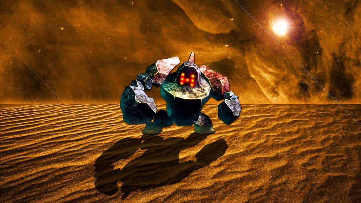 Regirock, red eyes, desert, SD Desktop Wallpaper