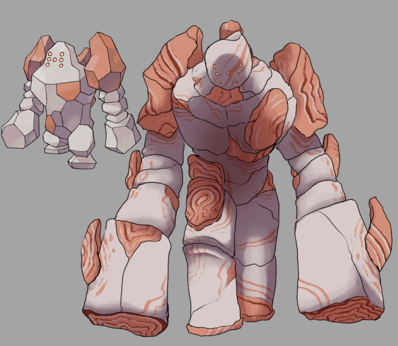 Regirock, orange, white, HD Desktop Wallpaper