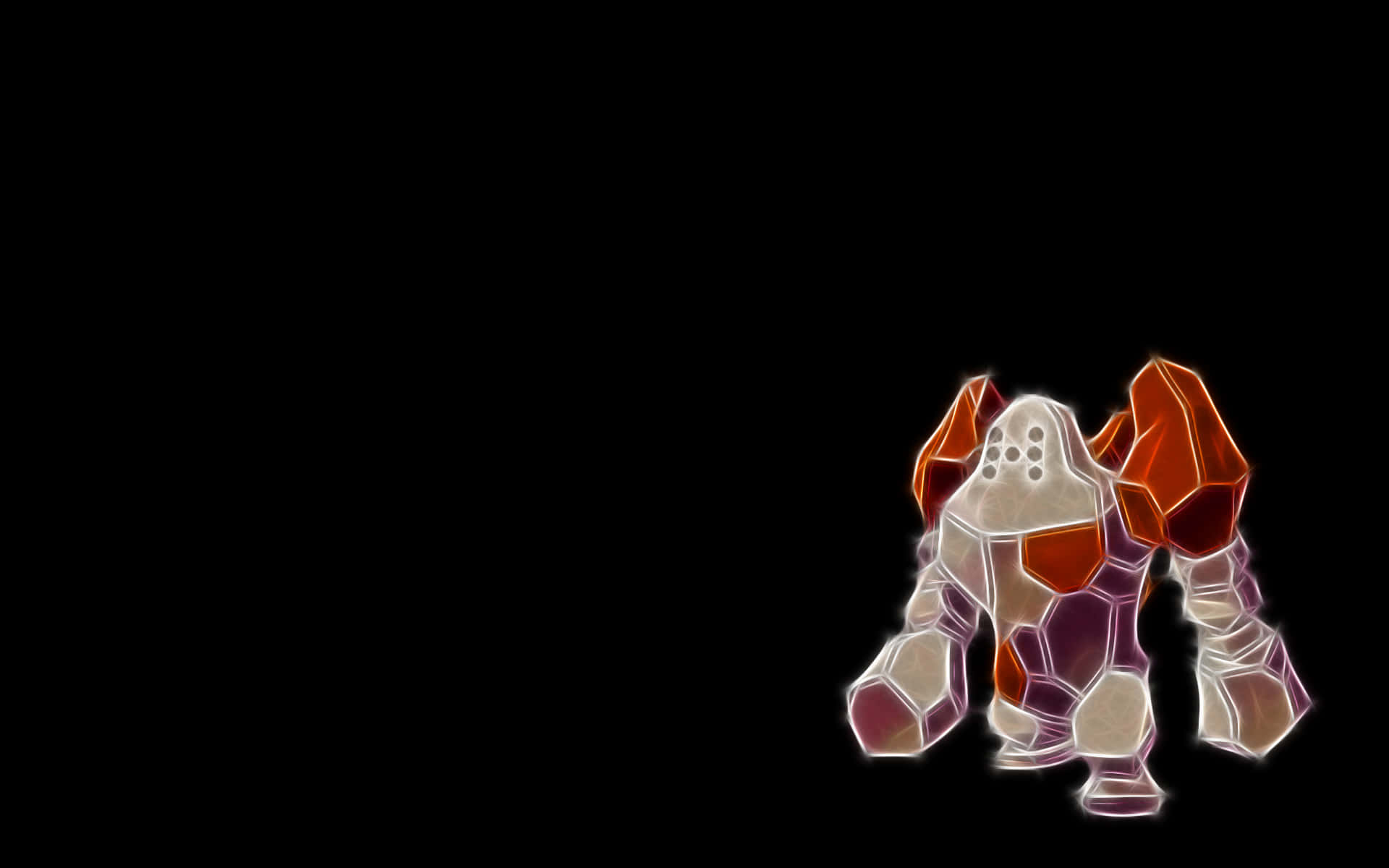 Regirock, neon lights, black backdrop, Full HD Desktop Wallpaper