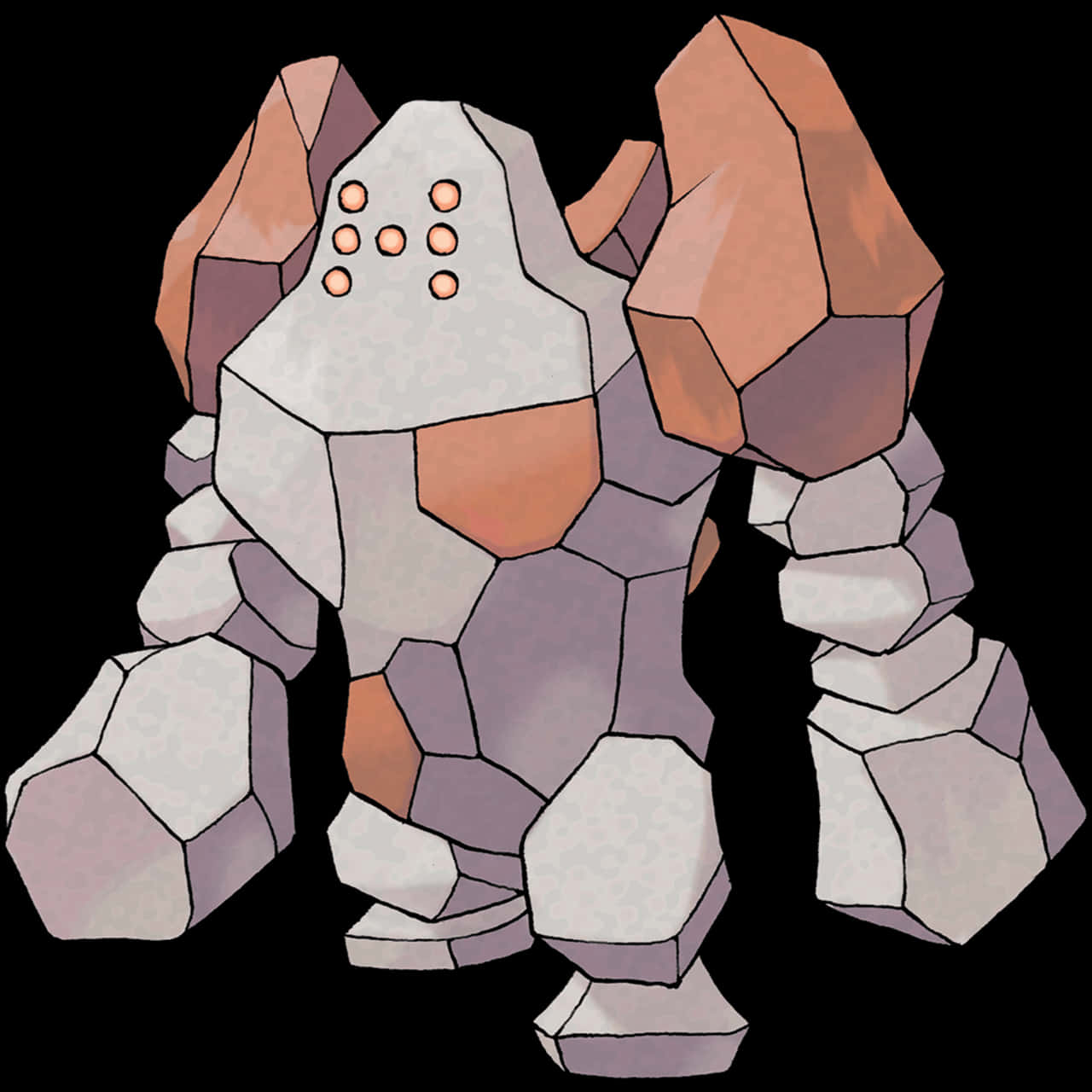 Regirock, glowing orange eyes, jagged stone limbs, HD Desktop Wallpaper