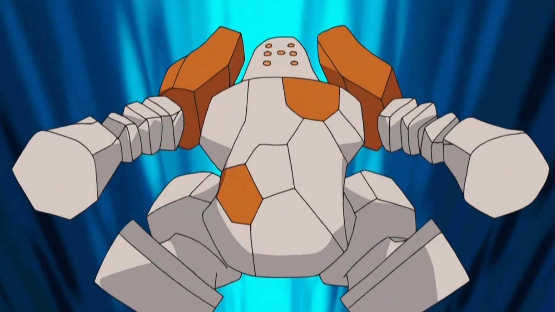Regirock, blue backdrop, glowing blue background, HD Desktop Wallpaper