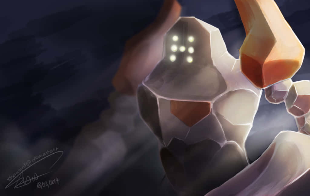Regirock, glowing eyes, crystalline facets, SD Desktop Wallpaper