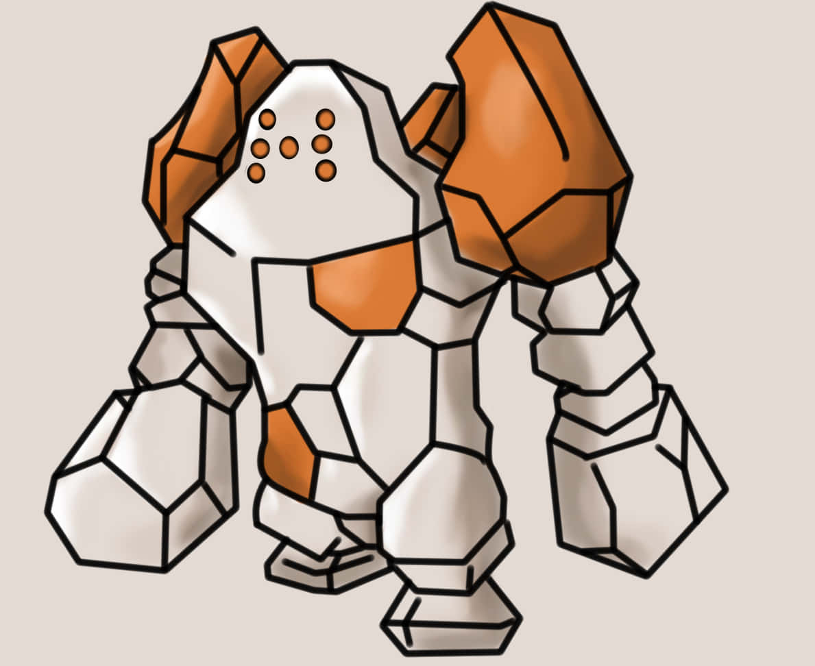 Regirock, orange accents, geometric facets, SD Desktop Wallpaper