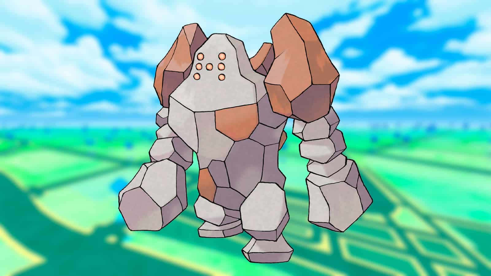 Regirock, green backdrop, vibrant green field, HD Desktop Wallpaper