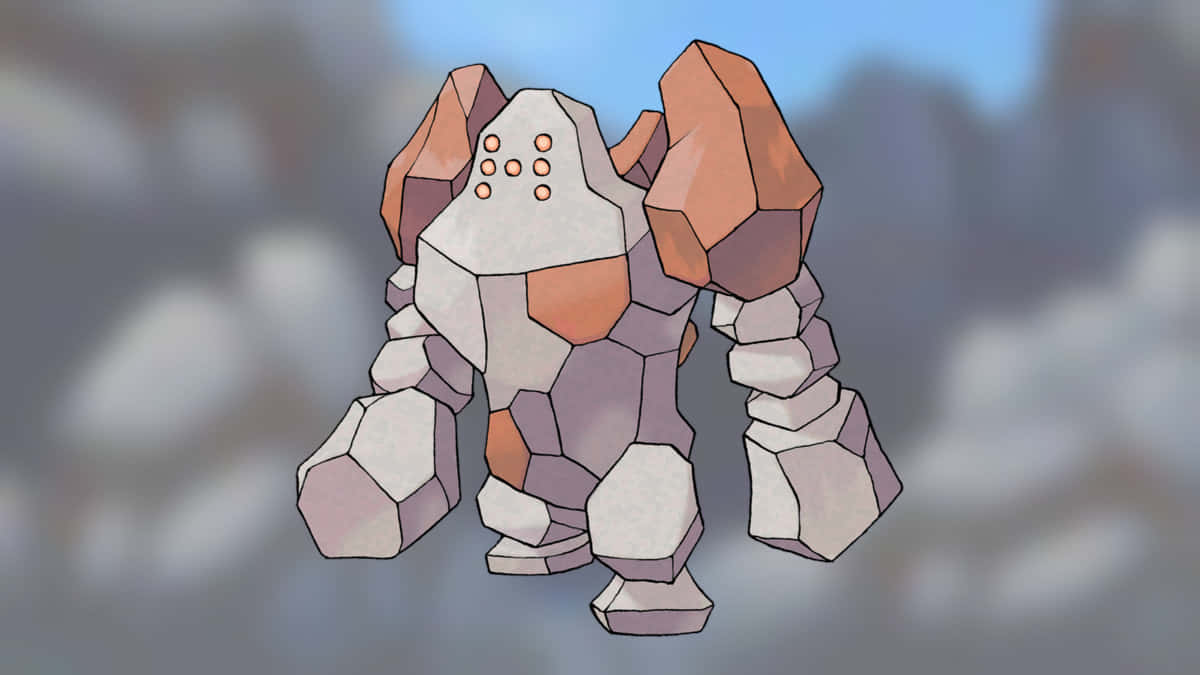 Regirock, geometric stone segments, orange accents, SD Desktop Wallpaper