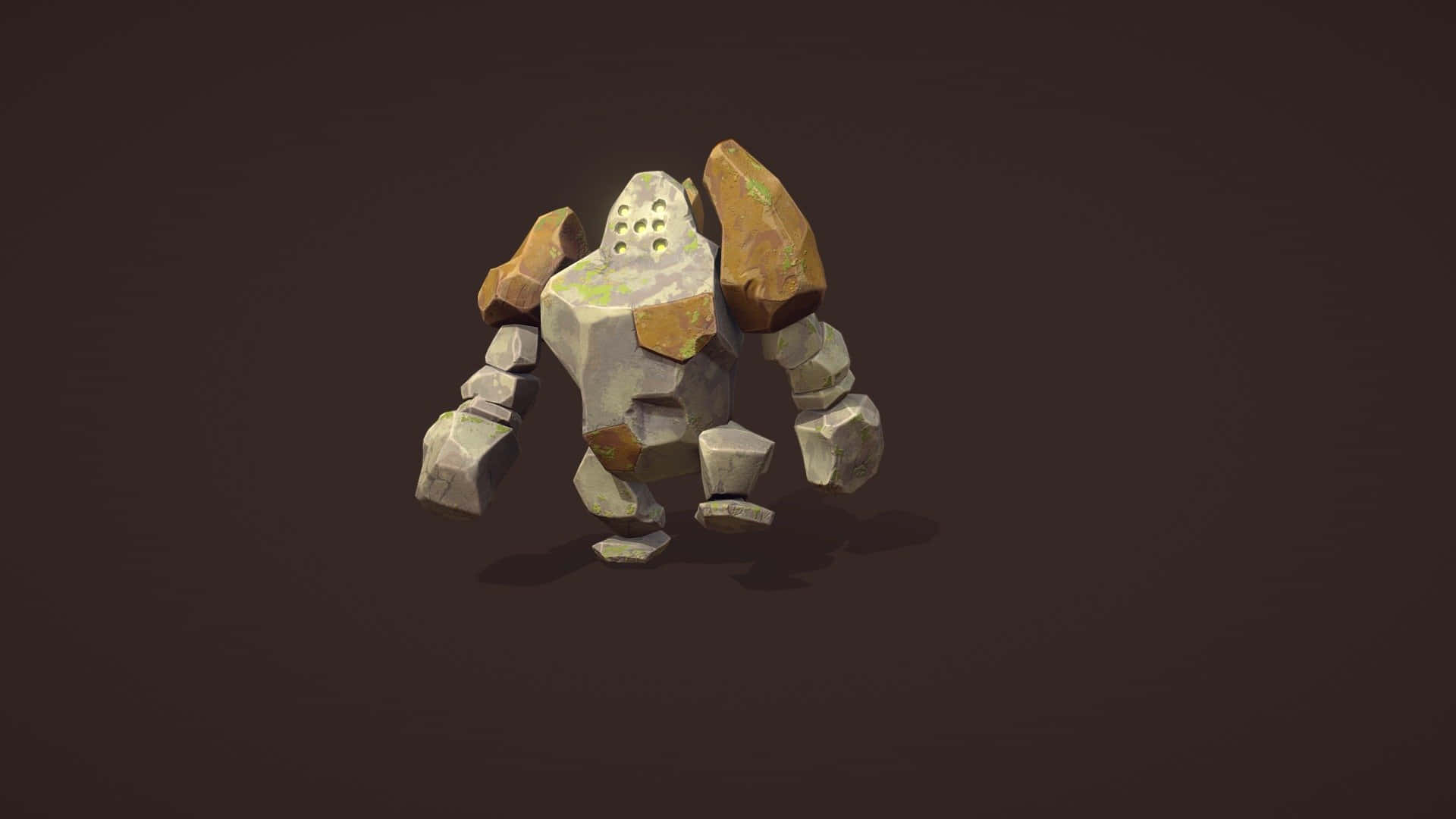Regirock, brown backdrop, low-poly, Full HD Desktop Wallpaper