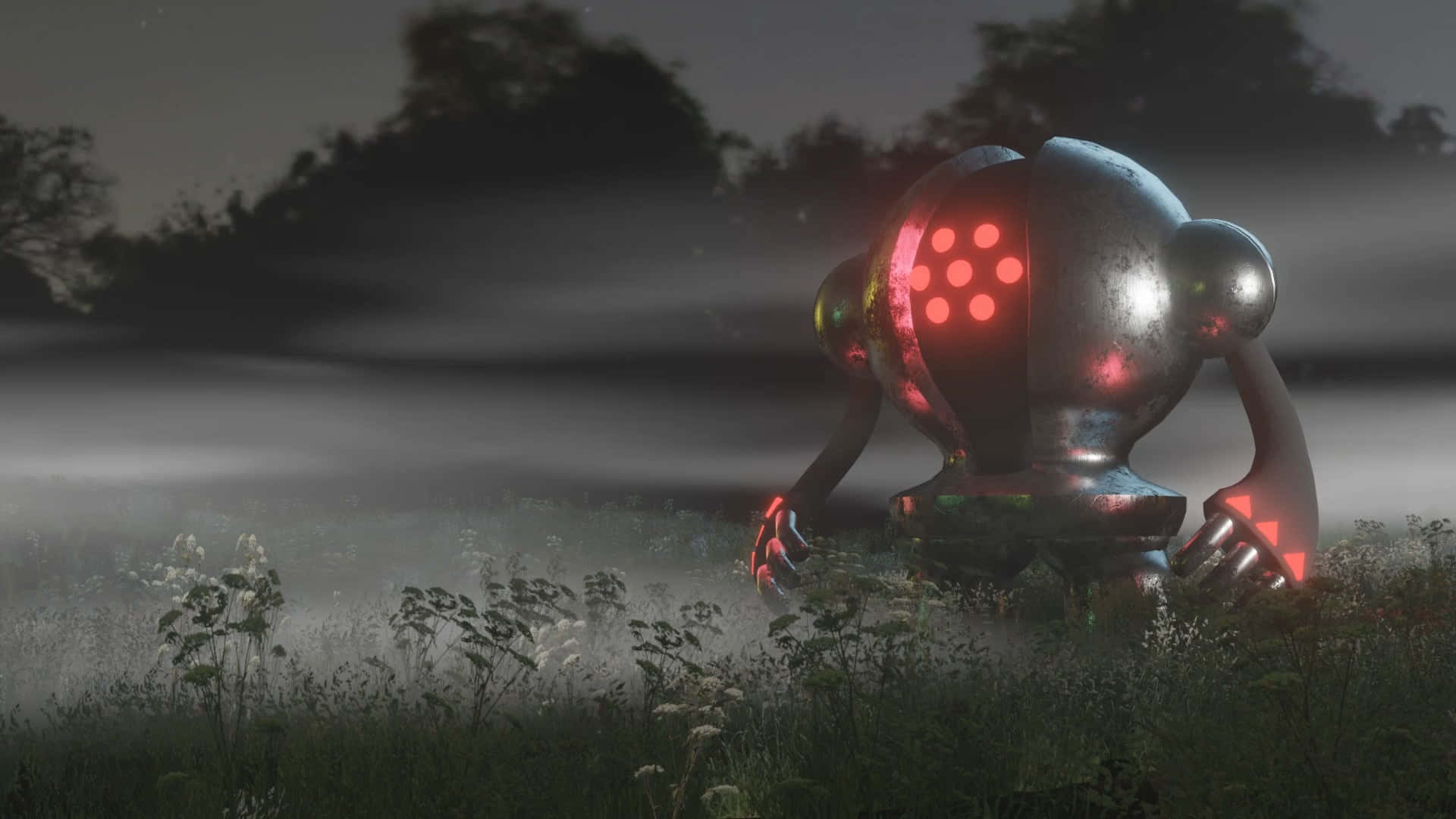 Registeel, dark forest, glowing red eyes, Full HD Desktop Wallpaper