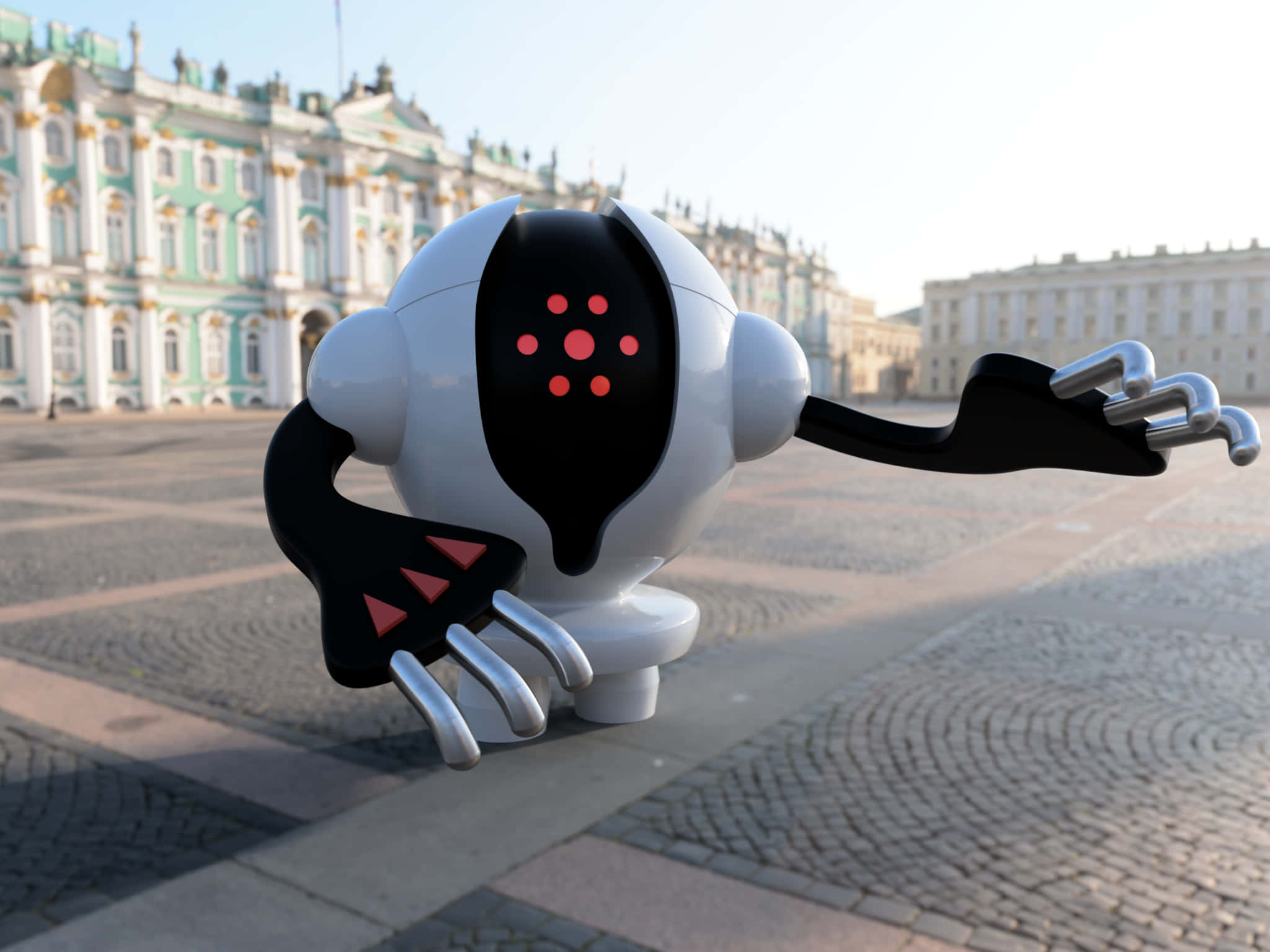 Registeel, white and black robot, red glowing eyes, Full HD Desktop Wallpaper