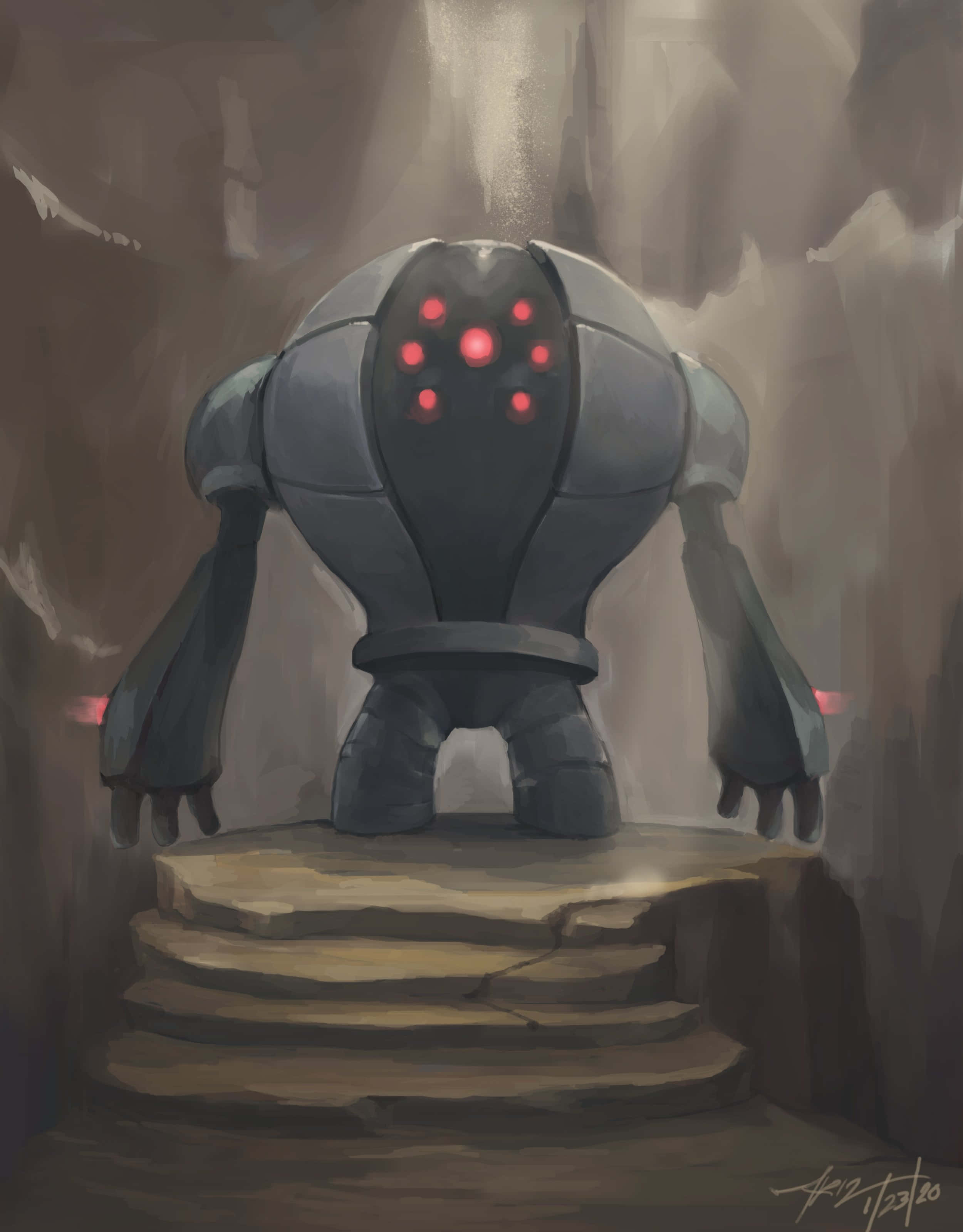 Registeel, cave, stone steps, 2K Phone Wallpaper