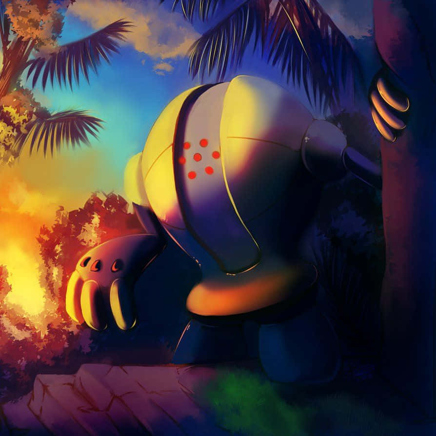 Registeel, sunset, tropical jungle, SD Desktop Wallpaper