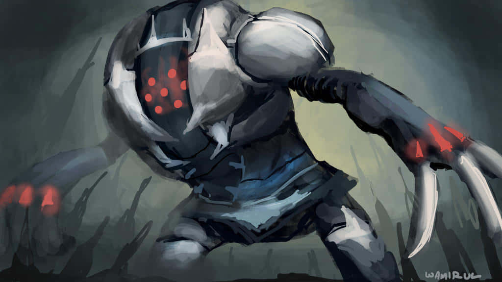 Registeel, glowing red eyes, claws, SD Desktop Wallpaper
