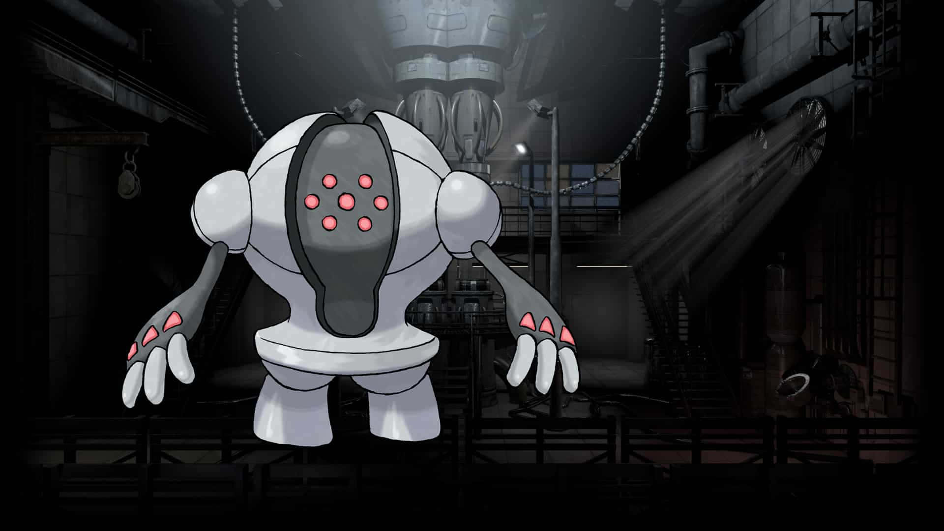 Registeel, underground facility, white and gray robot, Full HD Desktop Wallpaper