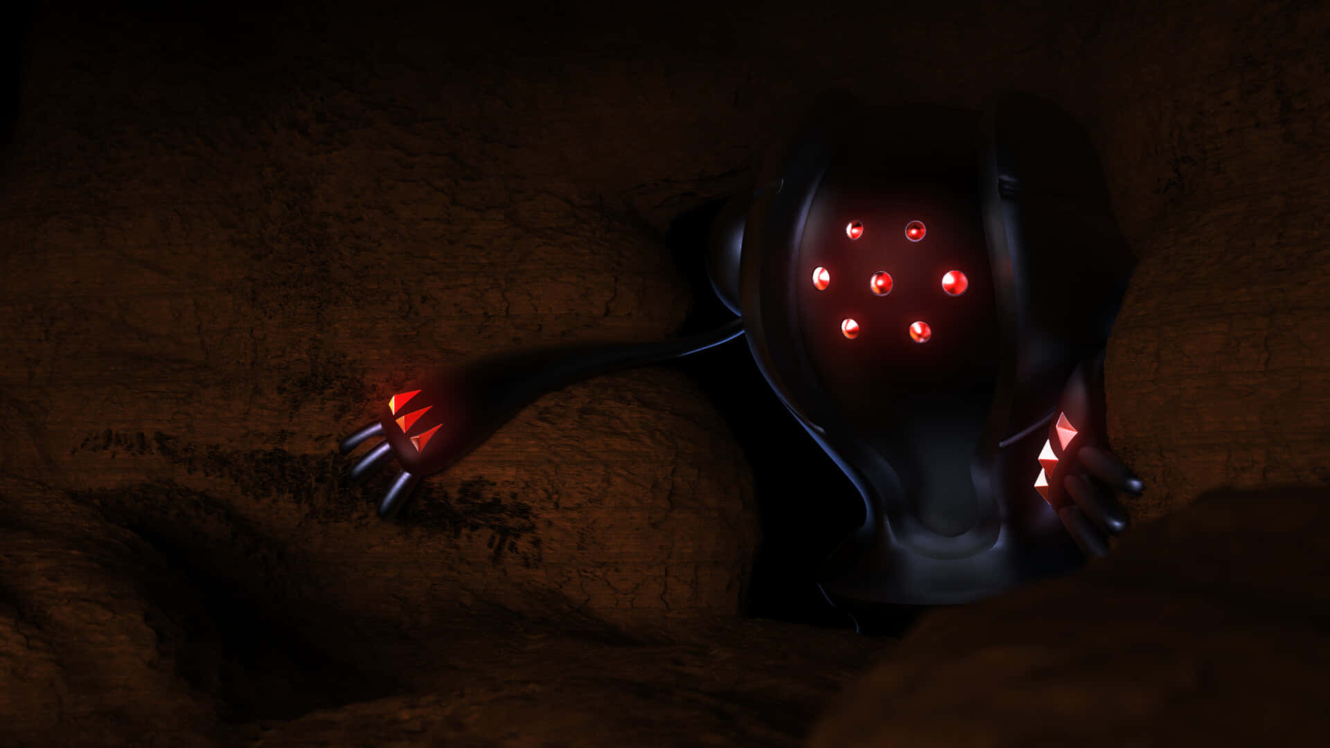 Registeel, cave, glowing red eyes, Full HD Desktop Wallpaper