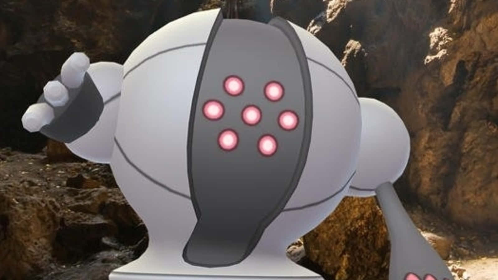 Registeel, white and gray, glowing pink eyes, HD Desktop Wallpaper