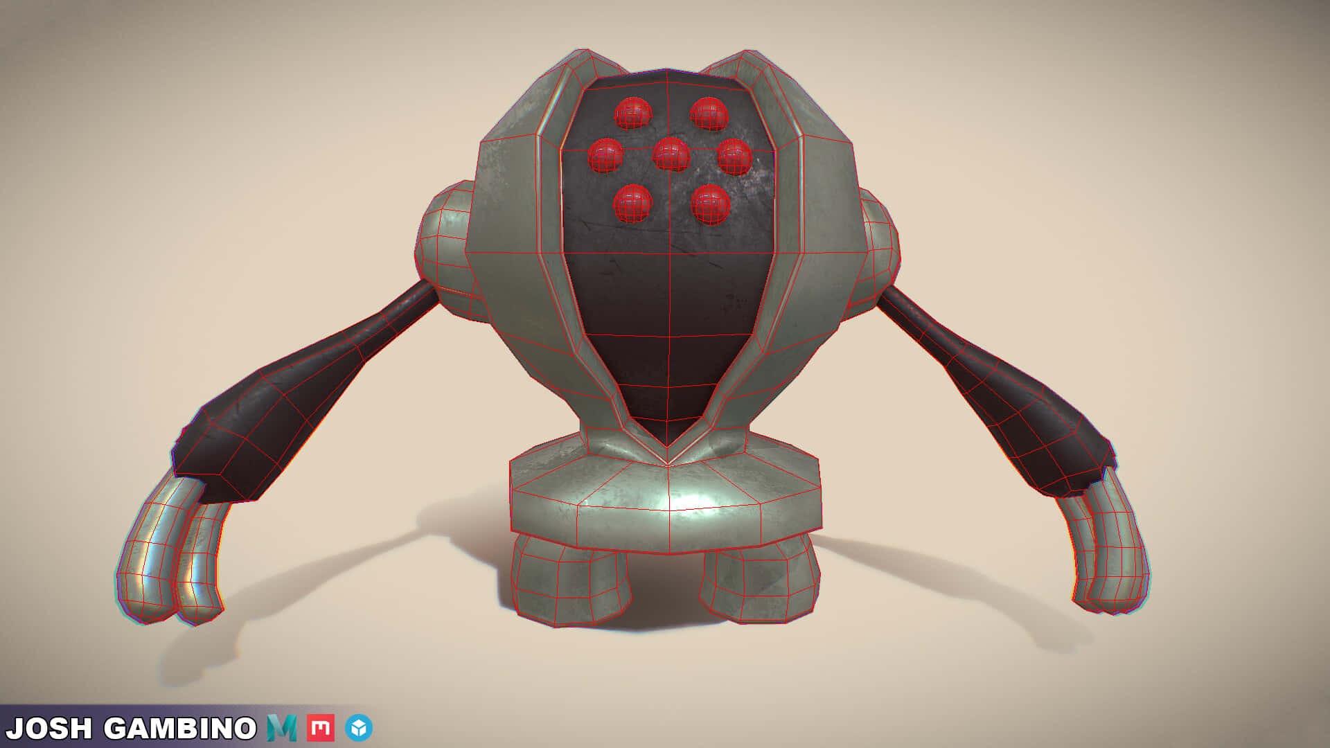 Registeel, gray segmented body, red wireframe edges, Full HD Desktop Wallpaper