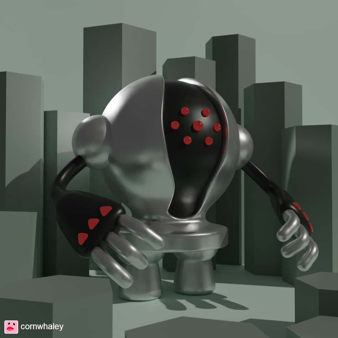 Registeel, silver robot, red glowing dots, SD Desktop Wallpaper