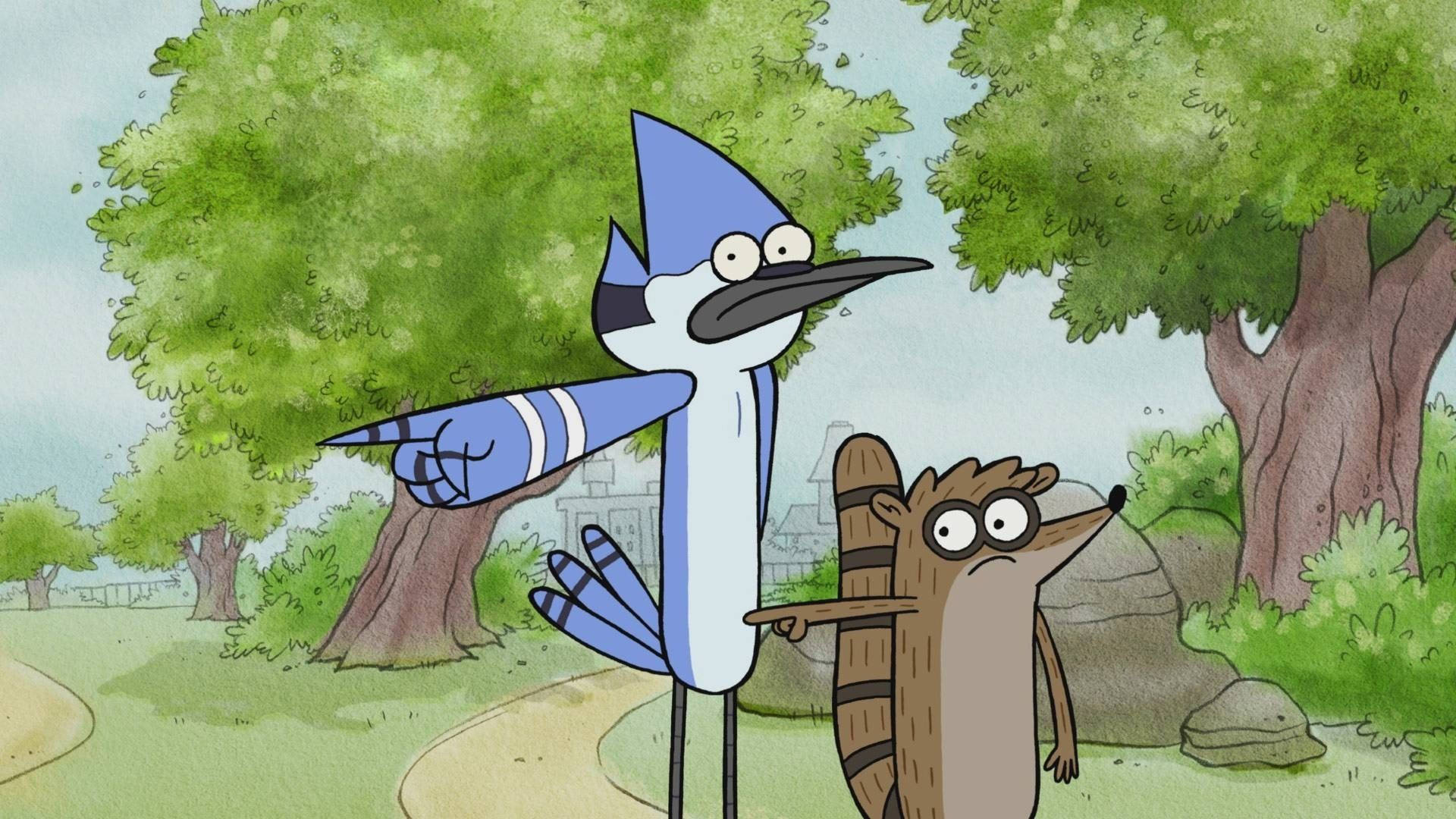 Regular Show, blue jay, raccoon, Full HD Desktop Wallpaper