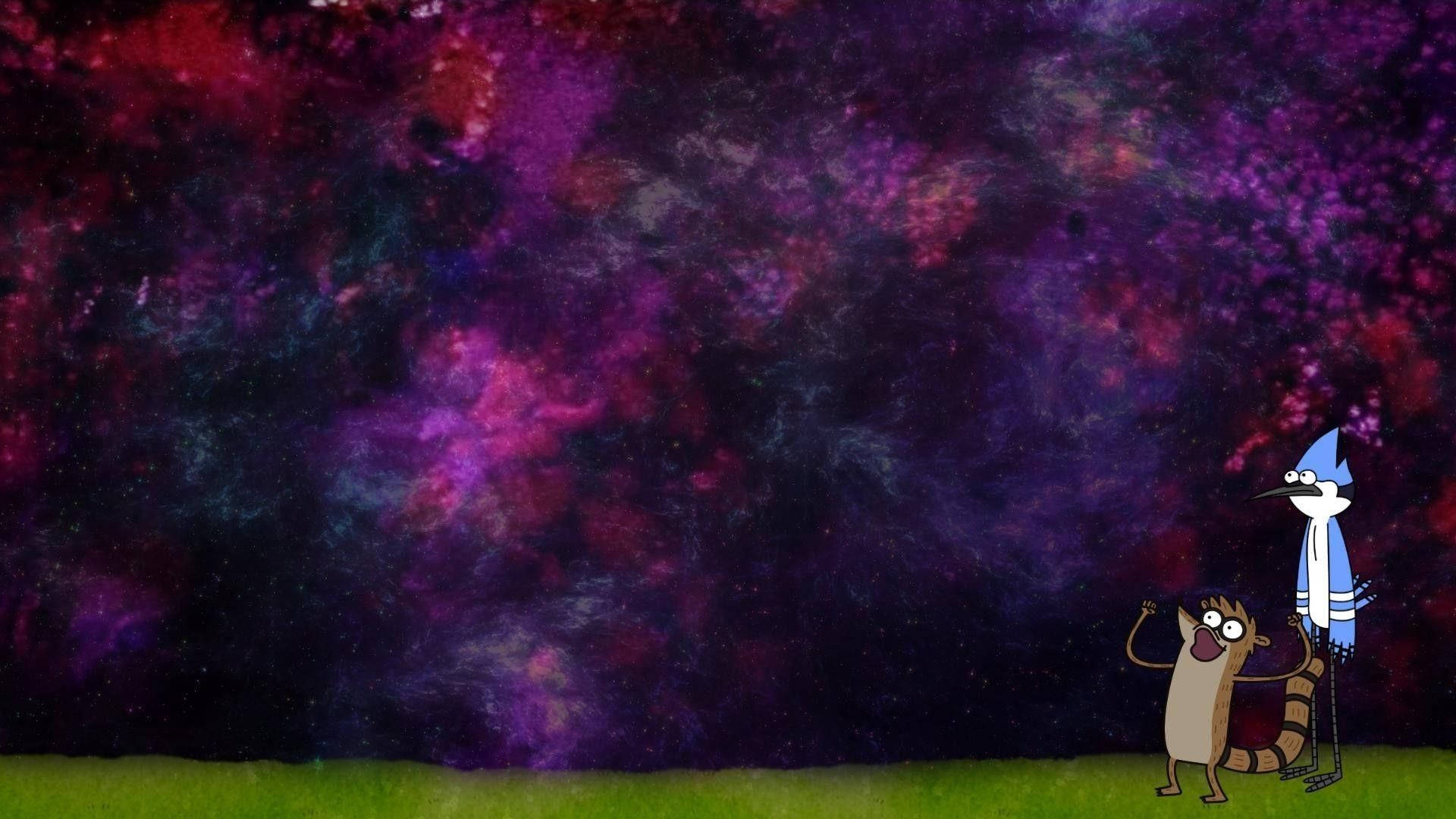 Regular Show, night sky, cosmic nebula, Full HD Desktop Wallpaper
