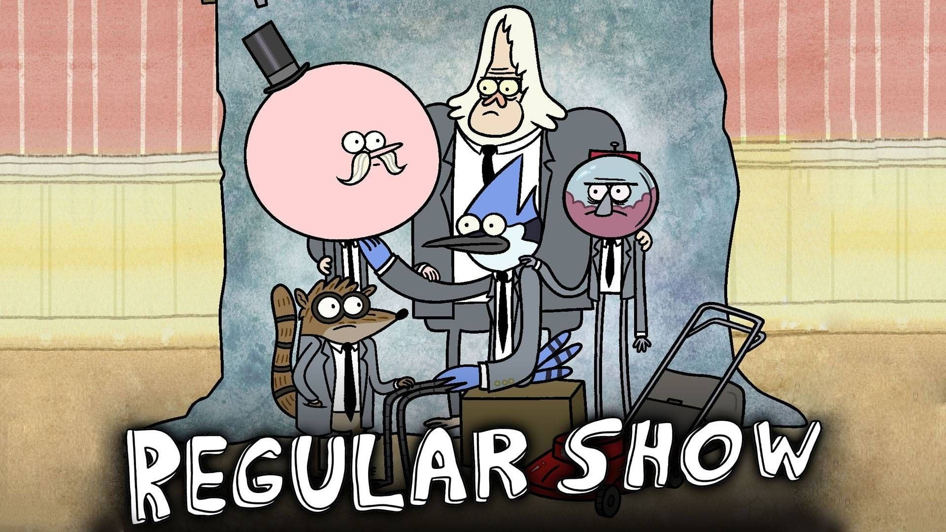 Regular Show, family picture, striped wallpaper, Full HD Desktop Wallpaper
