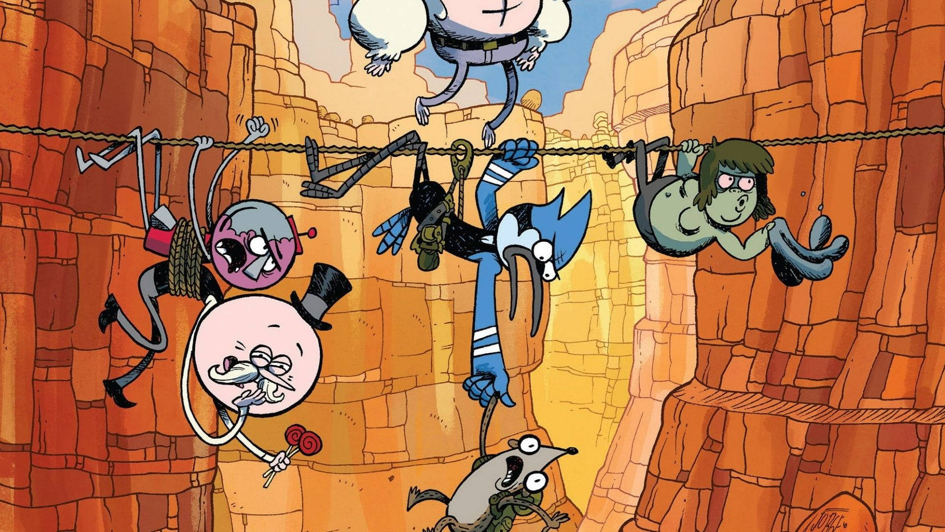 Regular Show, rope, canyon, Full HD Desktop Wallpaper