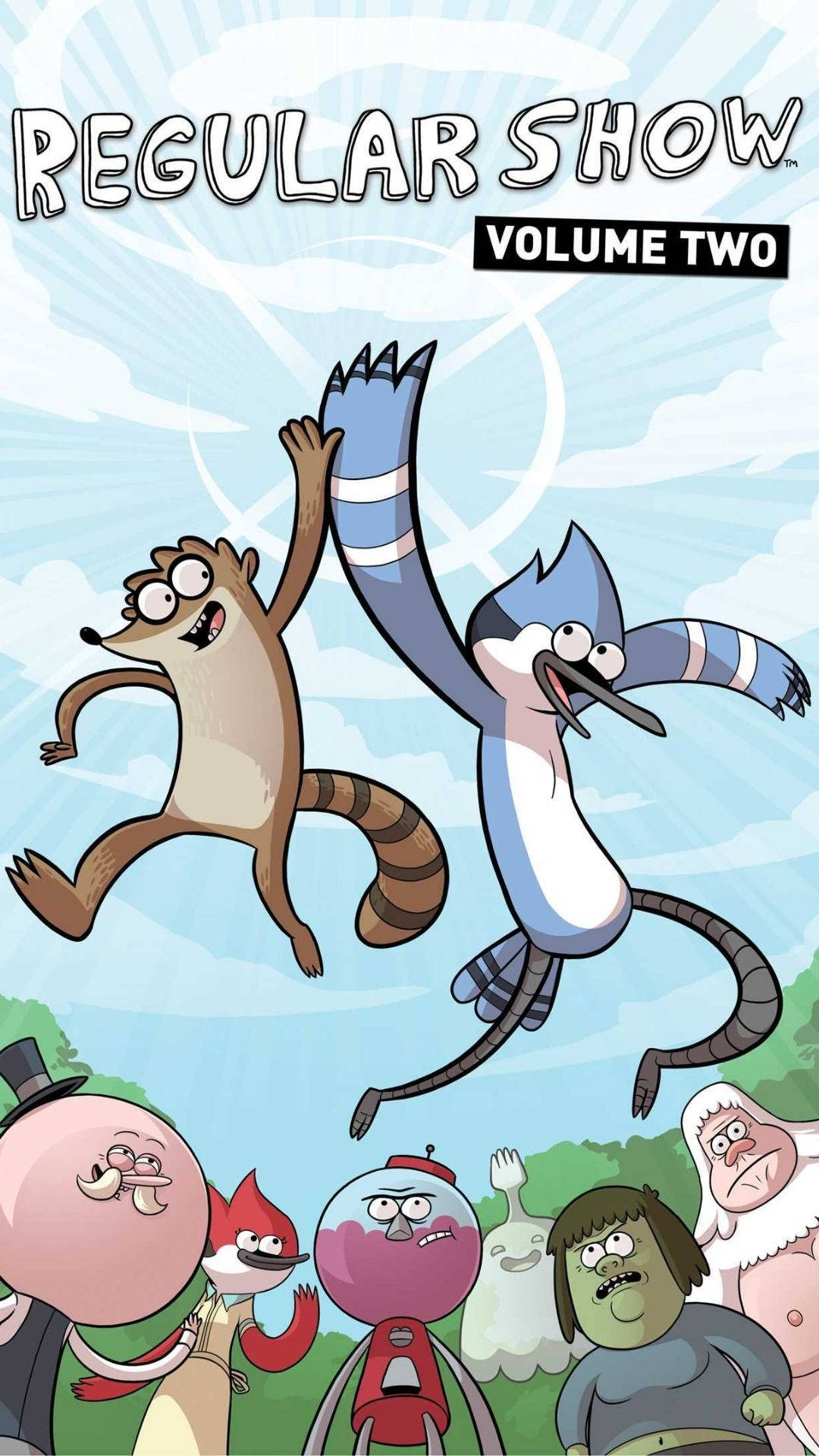Regular Show, high five, bright blue sky, Full HD Phone Wallpaper