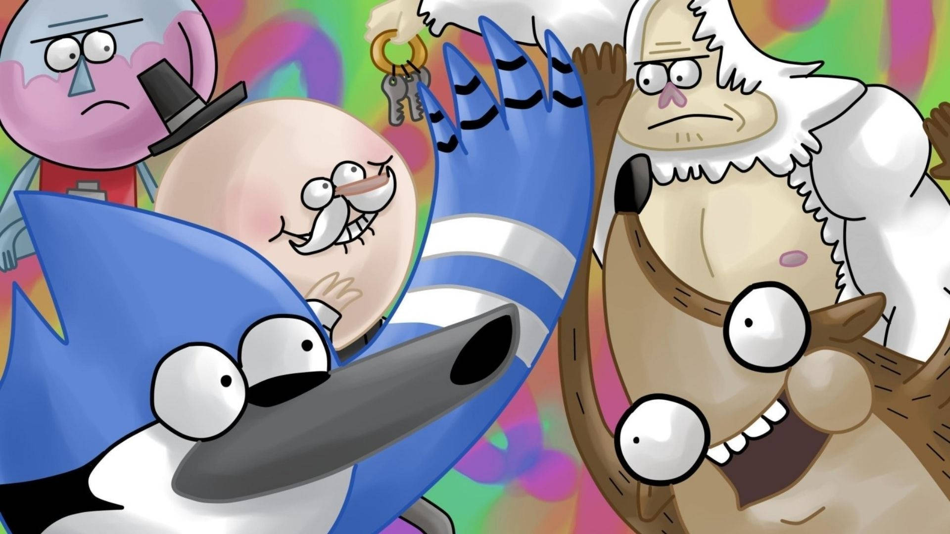 Regular Show, cartoon characters, exaggerated expressions, Full HD Desktop Wallpaper