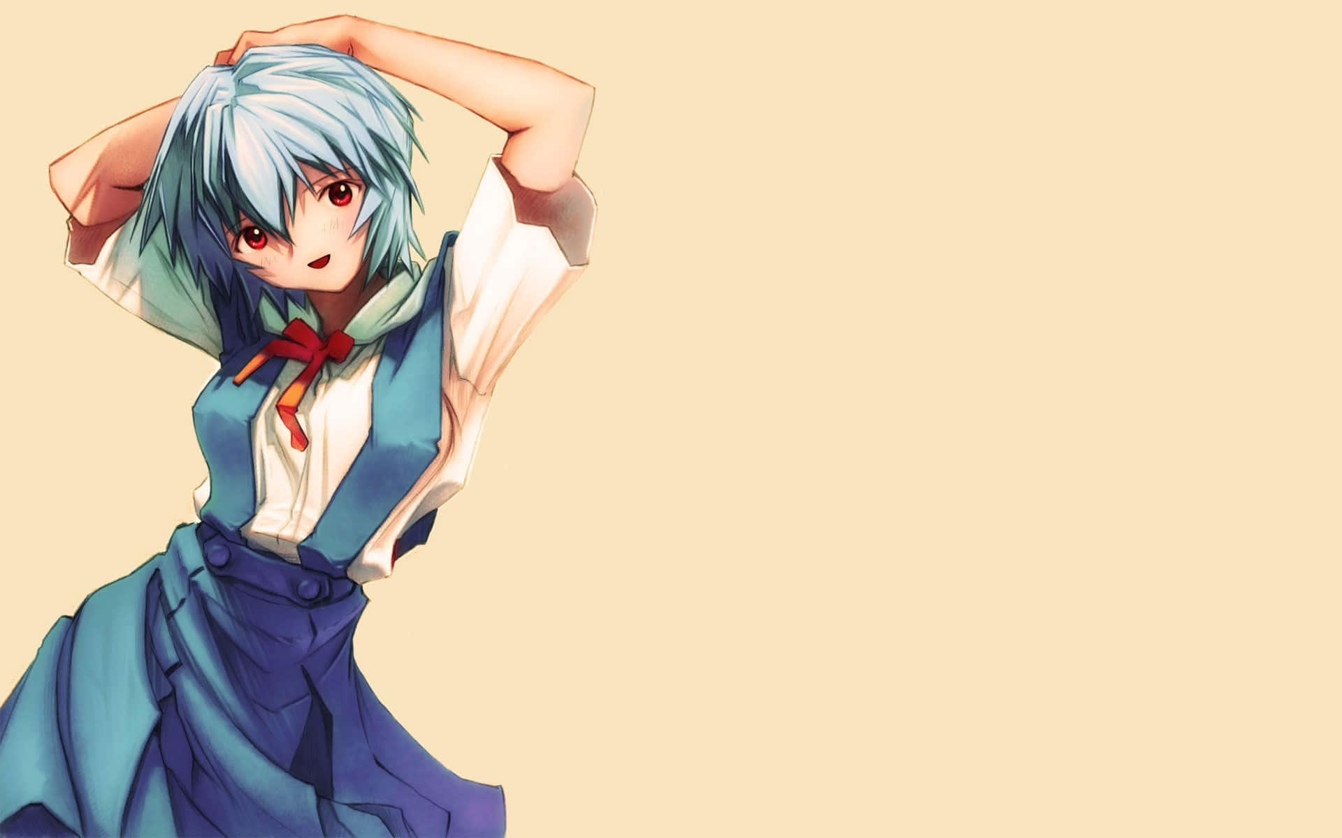 Rei Ayanami, blue hair, red eyes, Full HD Desktop Wallpaper