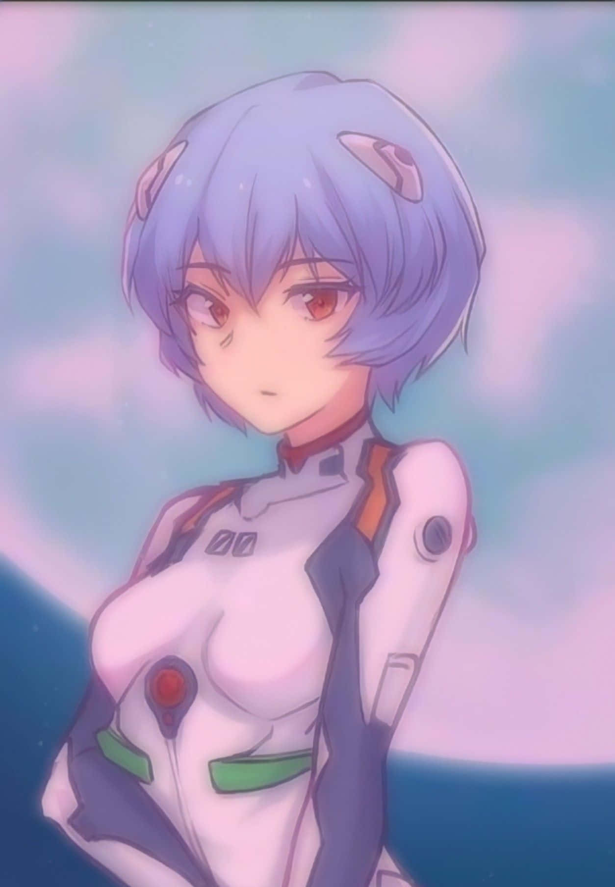 Rei Ayanami, lavender hair, red eyes, HD Phone Wallpaper