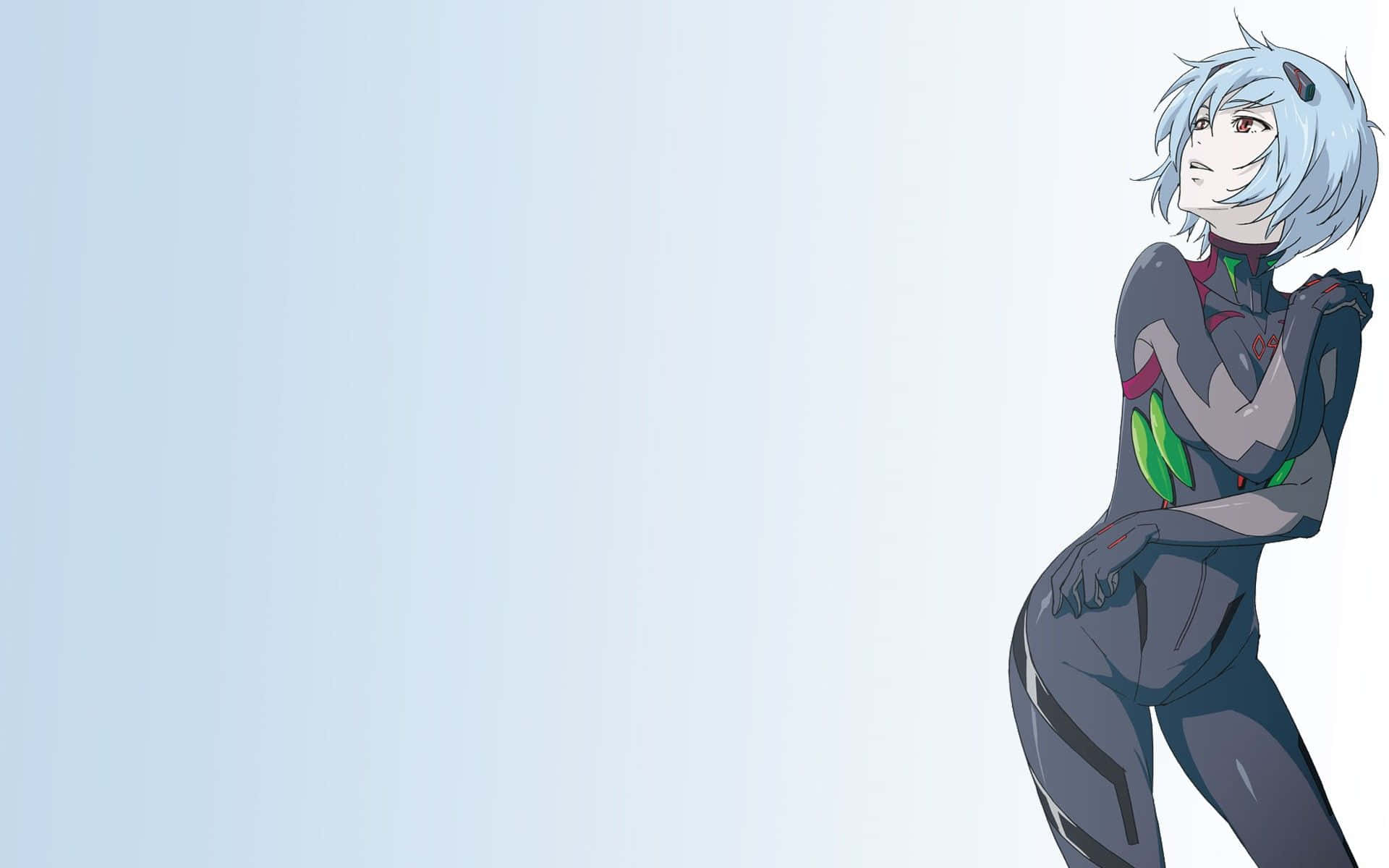 Rei Ayanami, silver-haired, dark grey and green bodysuit, Full HD Desktop Wallpaper
