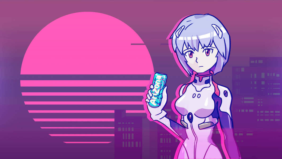 Rei Ayanami, vaporwave, anime, SD Desktop Wallpaper
