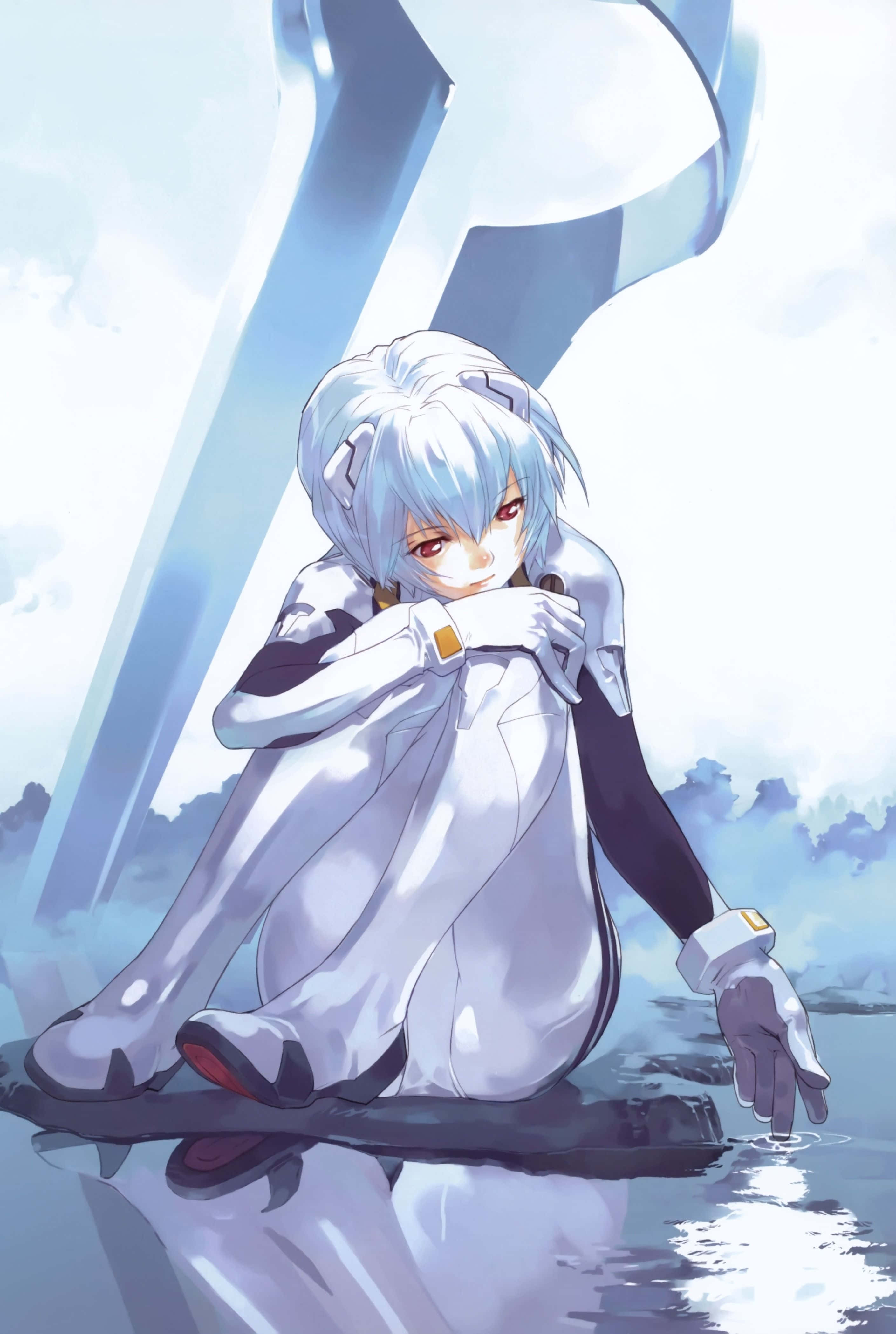 Rei Ayanami, silver-haired, white coat, 4K Phone Wallpaper