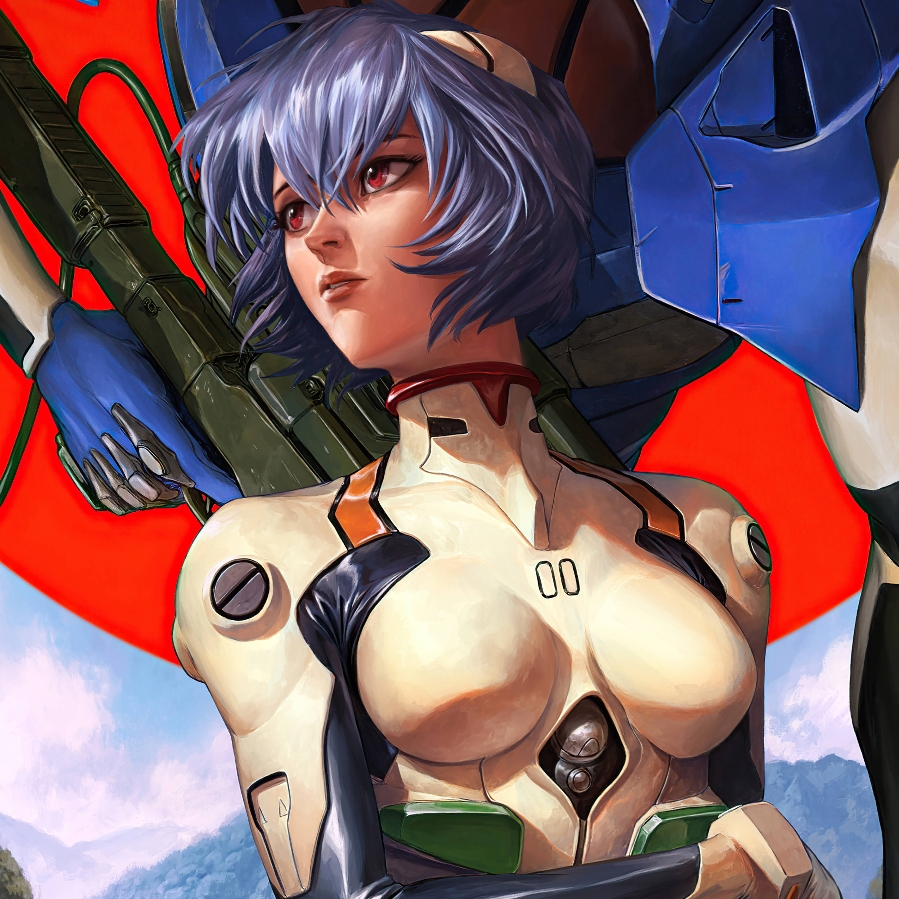 Rei Ayanami, anime iPad, purple hair, 2K Desktop Wallpaper