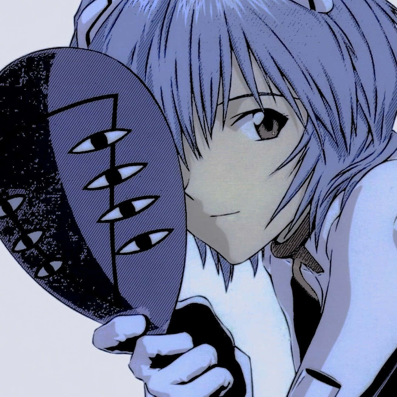 Rei Ayanami, silver hair, black mask with multiple eyes, HD Desktop Wallpaper