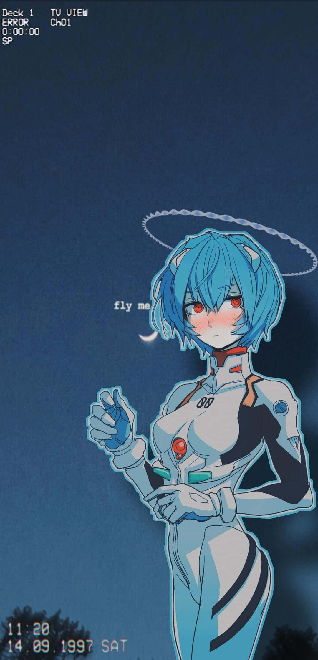 Rei Ayanami, blue hair, red eyes, Full HD Phone Wallpaper
