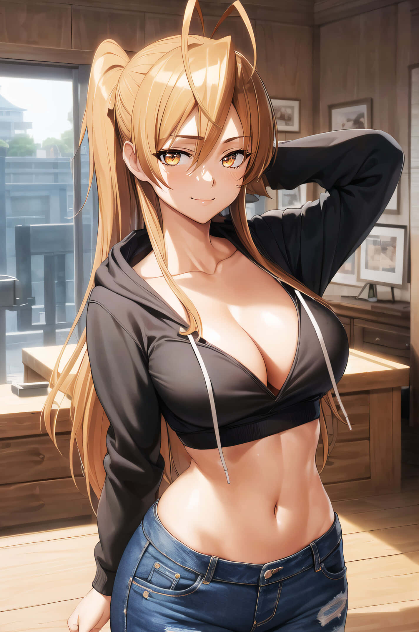 Rei Miyamoto, blonde pigtails, cat ears, Full HD Phone Wallpaper