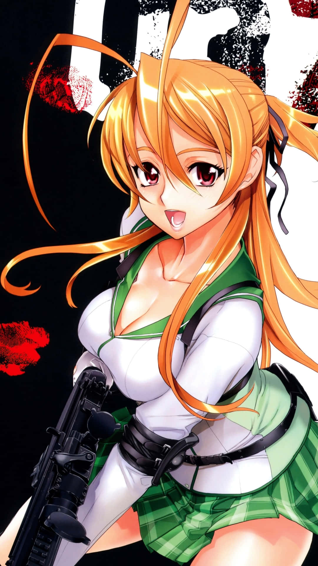 Rei Miyamoto, orange hair, green plaid skirt, Full HD Phone Wallpaper