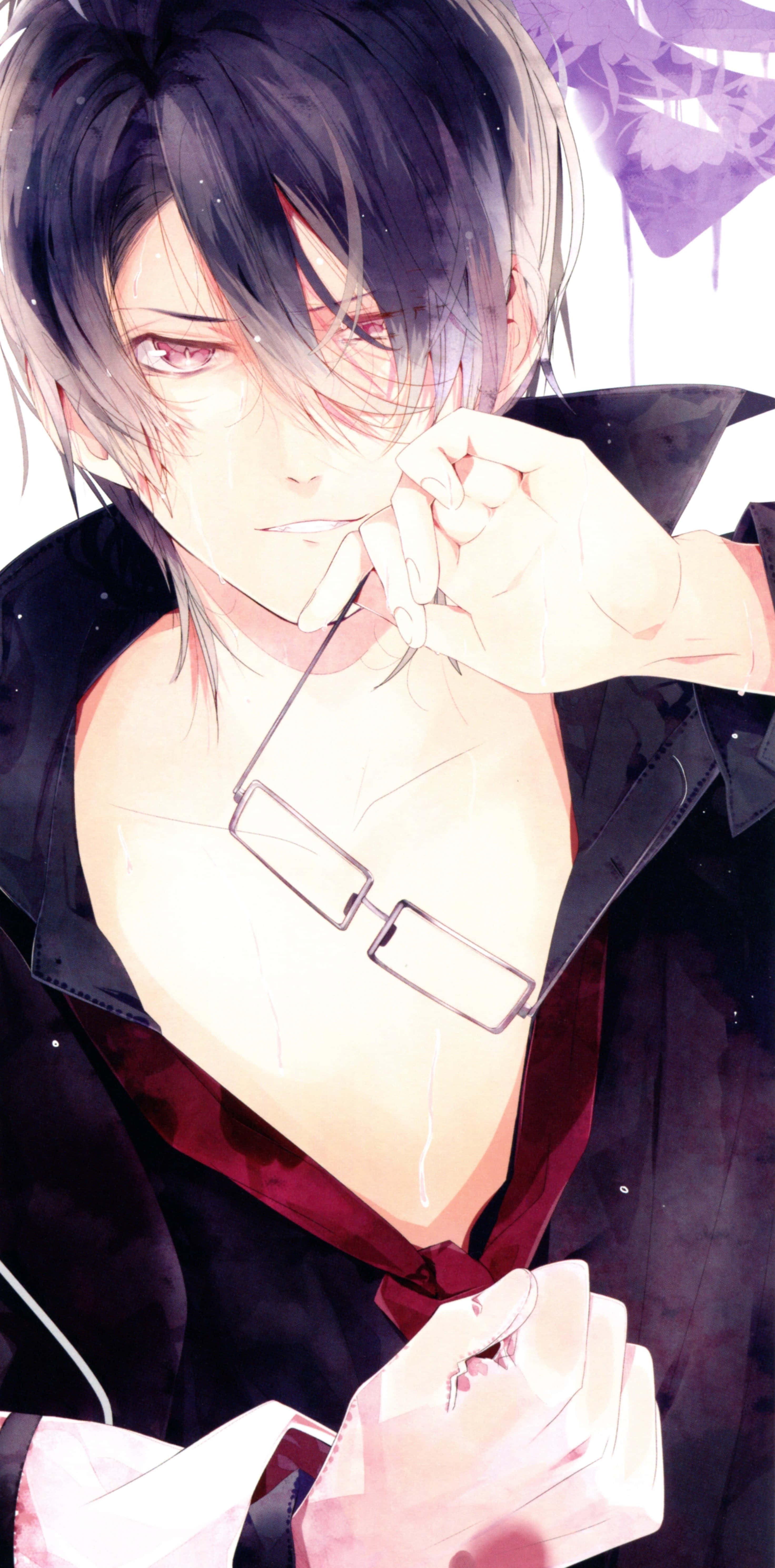 Reiji Sakamaki, dark hair, red eyes, 5K Phone Wallpaper