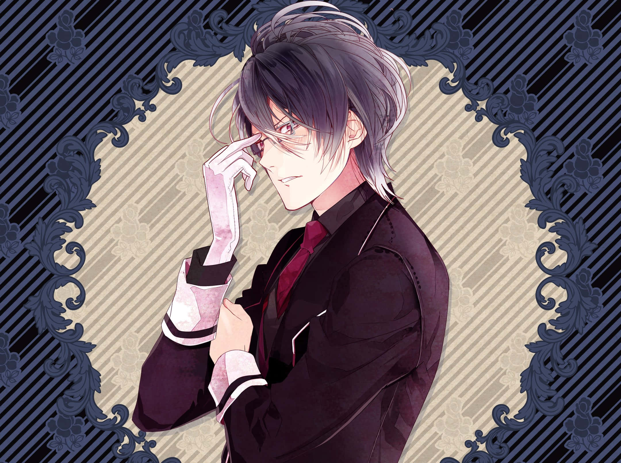 Reiji Sakamaki, anime character, dark suit, Full HD Desktop Wallpaper
