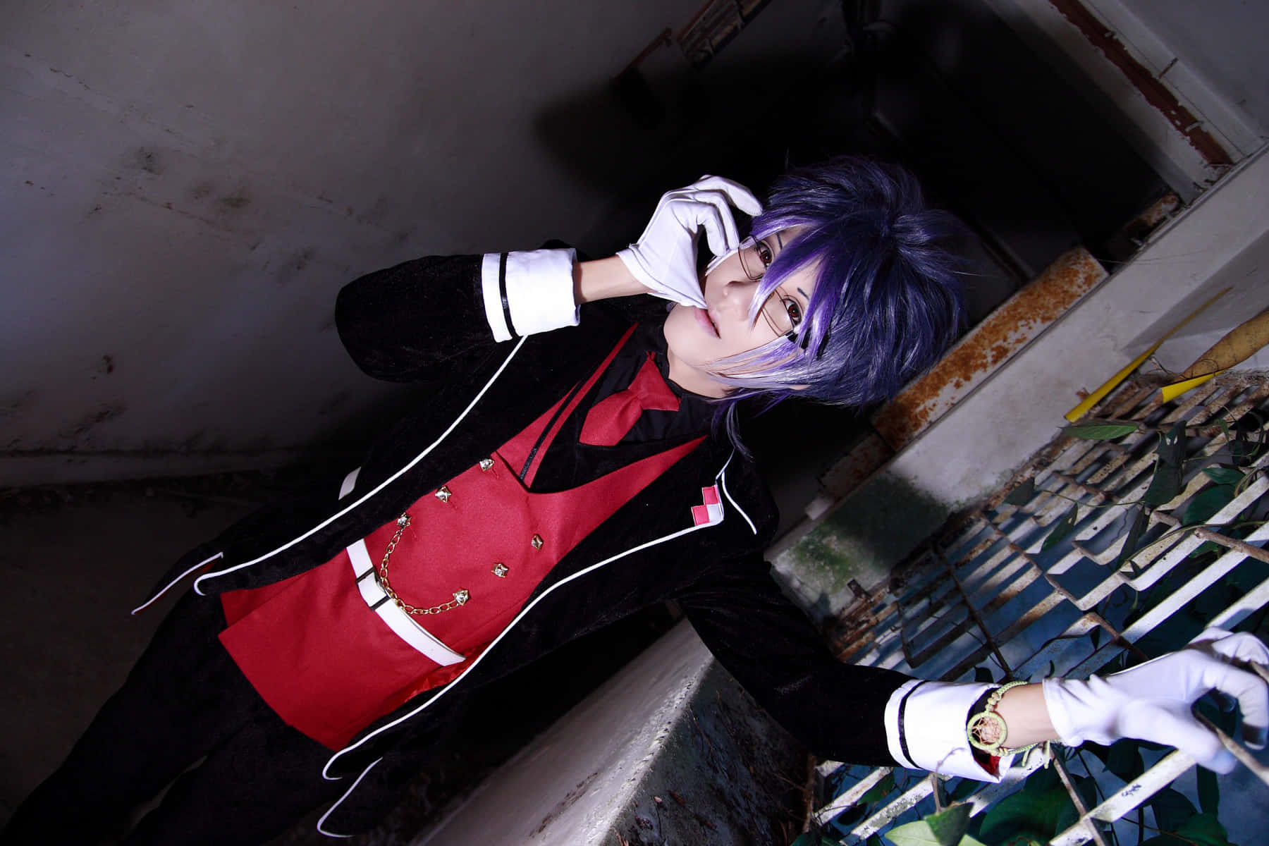 Reiji Sakamaki, purple hair, glasses, HD Desktop Wallpaper