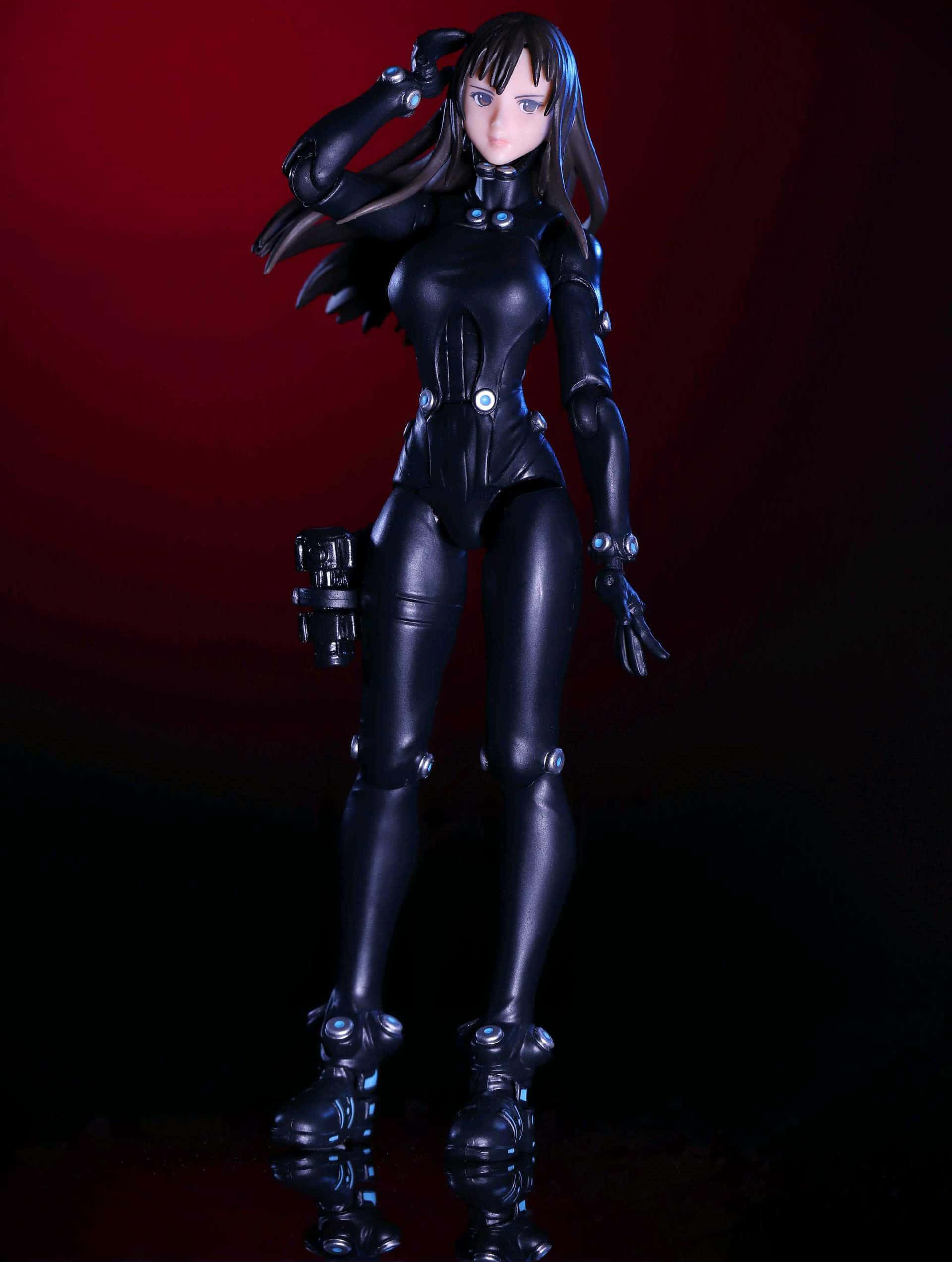 Reika Shimohira, black suit, glossy black armored anime figure, Full HD Phone Wallpaper