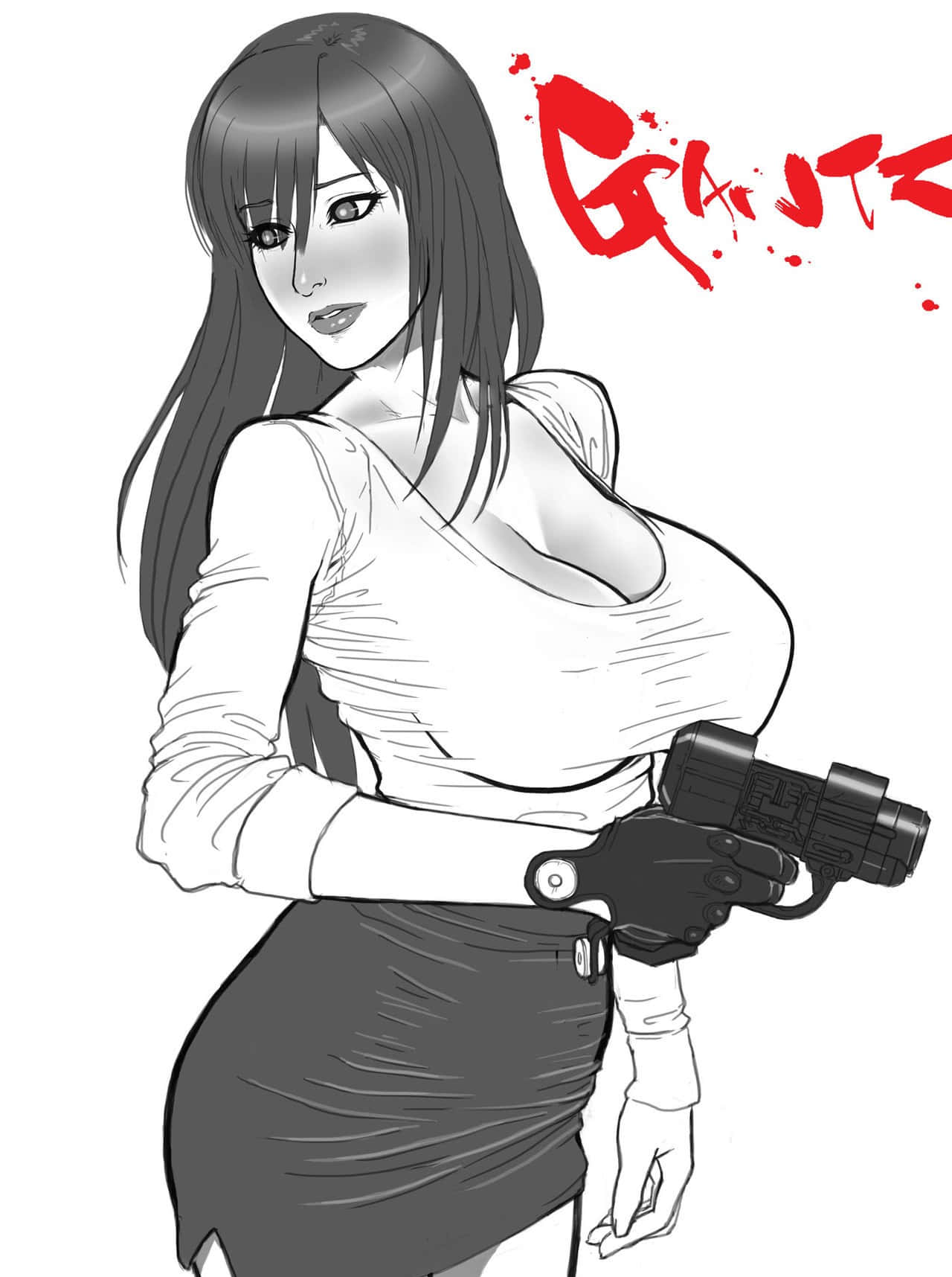 Reika Shimohira, futuristic pistol, stark white background, HD Phone Wallpaper