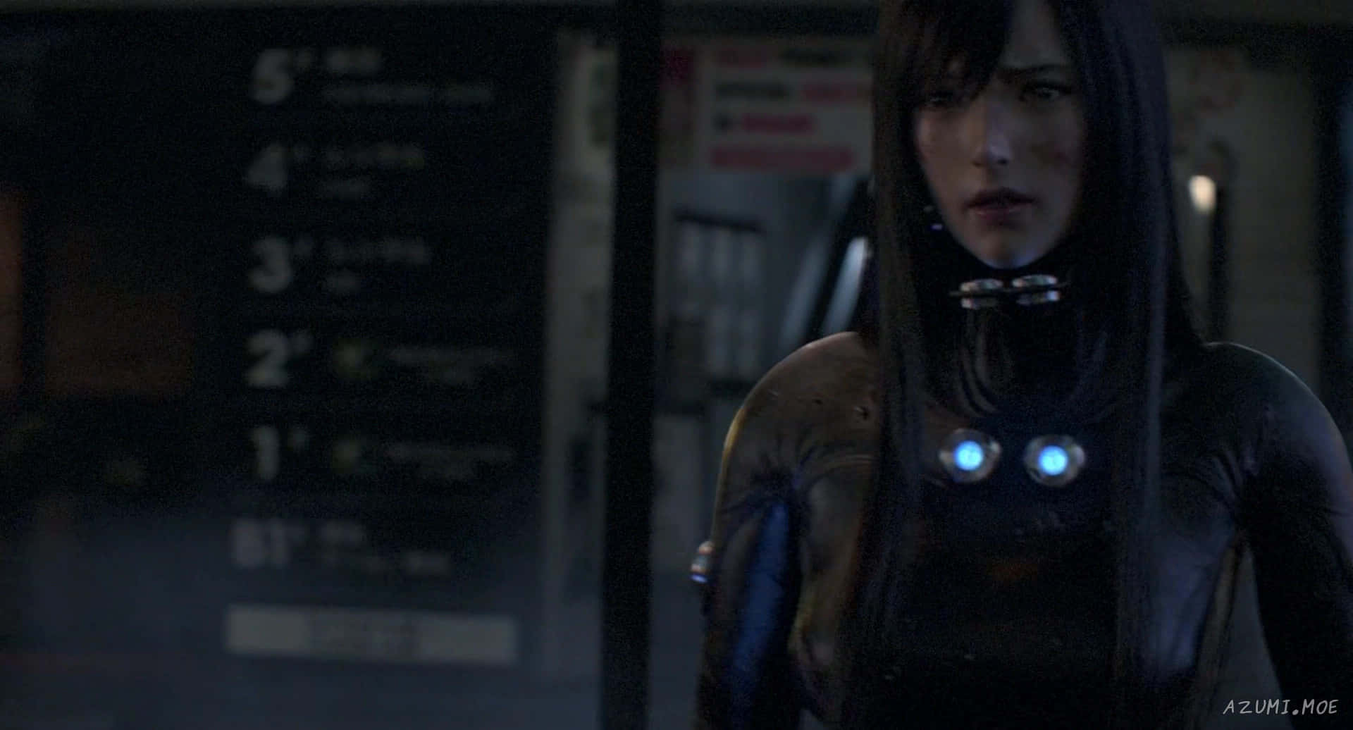 Reika Shimohira, glowing blue eyes, futuristic station, Full HD Desktop Wallpaper