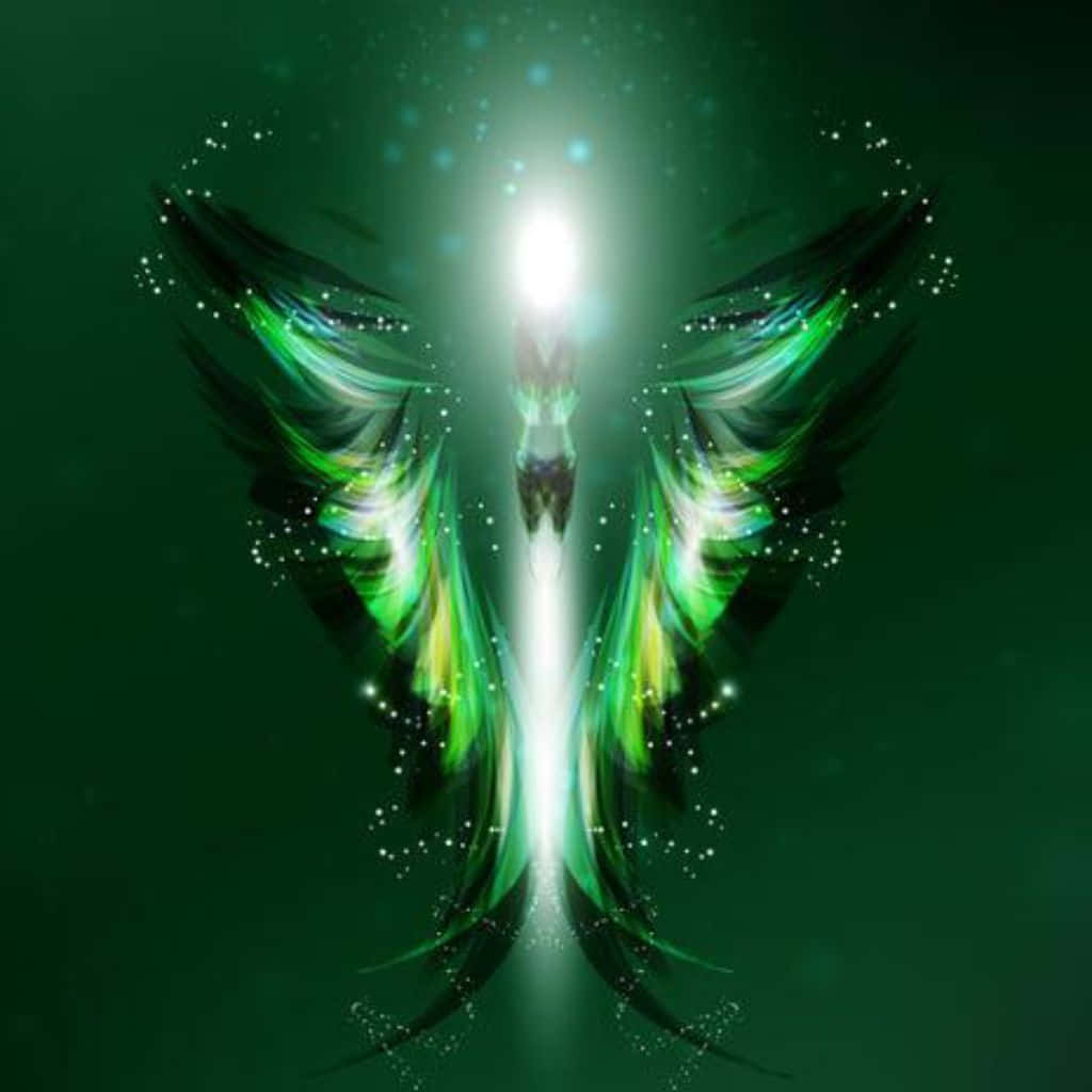 Reiki, radiant green, black butterfly, SD Desktop Wallpaper