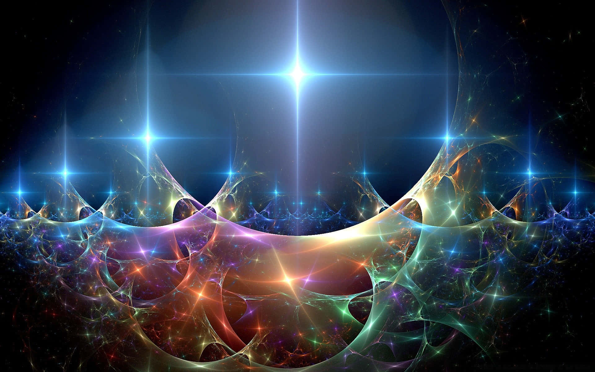 Reiki, cosmic fractal, glowing blue, Full HD Desktop Wallpaper