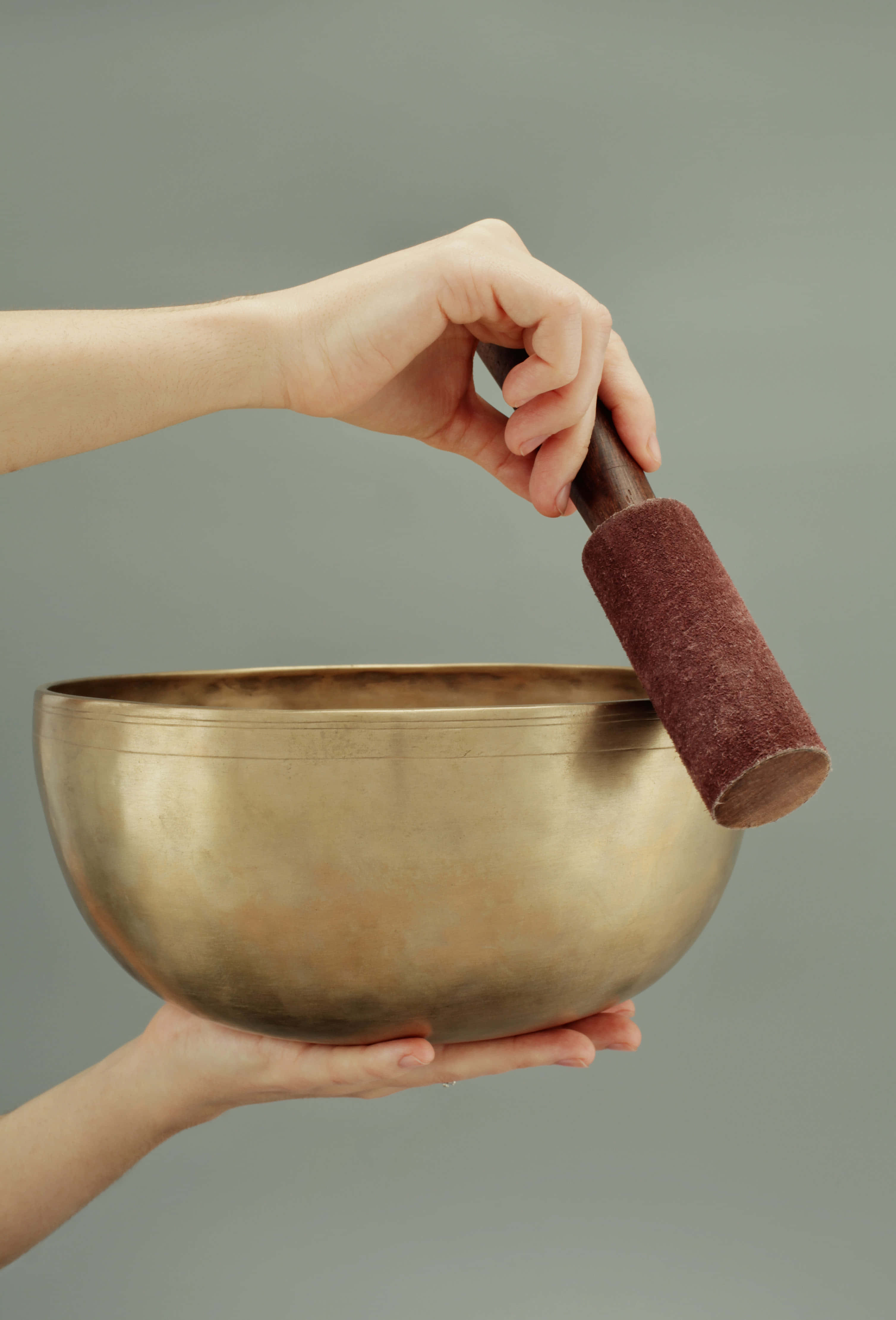 Reiki, brass singing bowl, padded mallet, 4K Phone Wallpaper